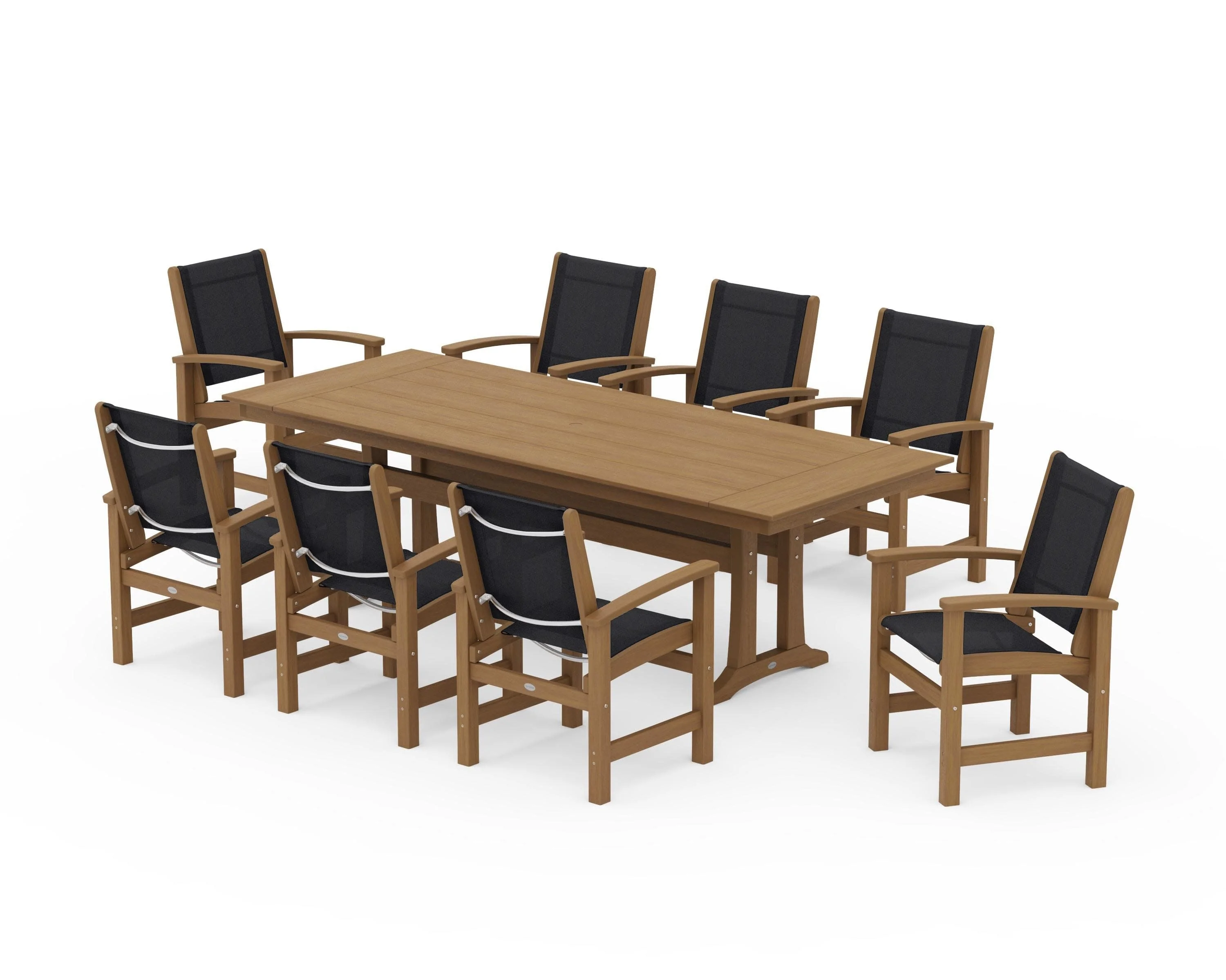 Coastal 9-Piece Farmhouse Dining Set with Trestle Legs - Image 139