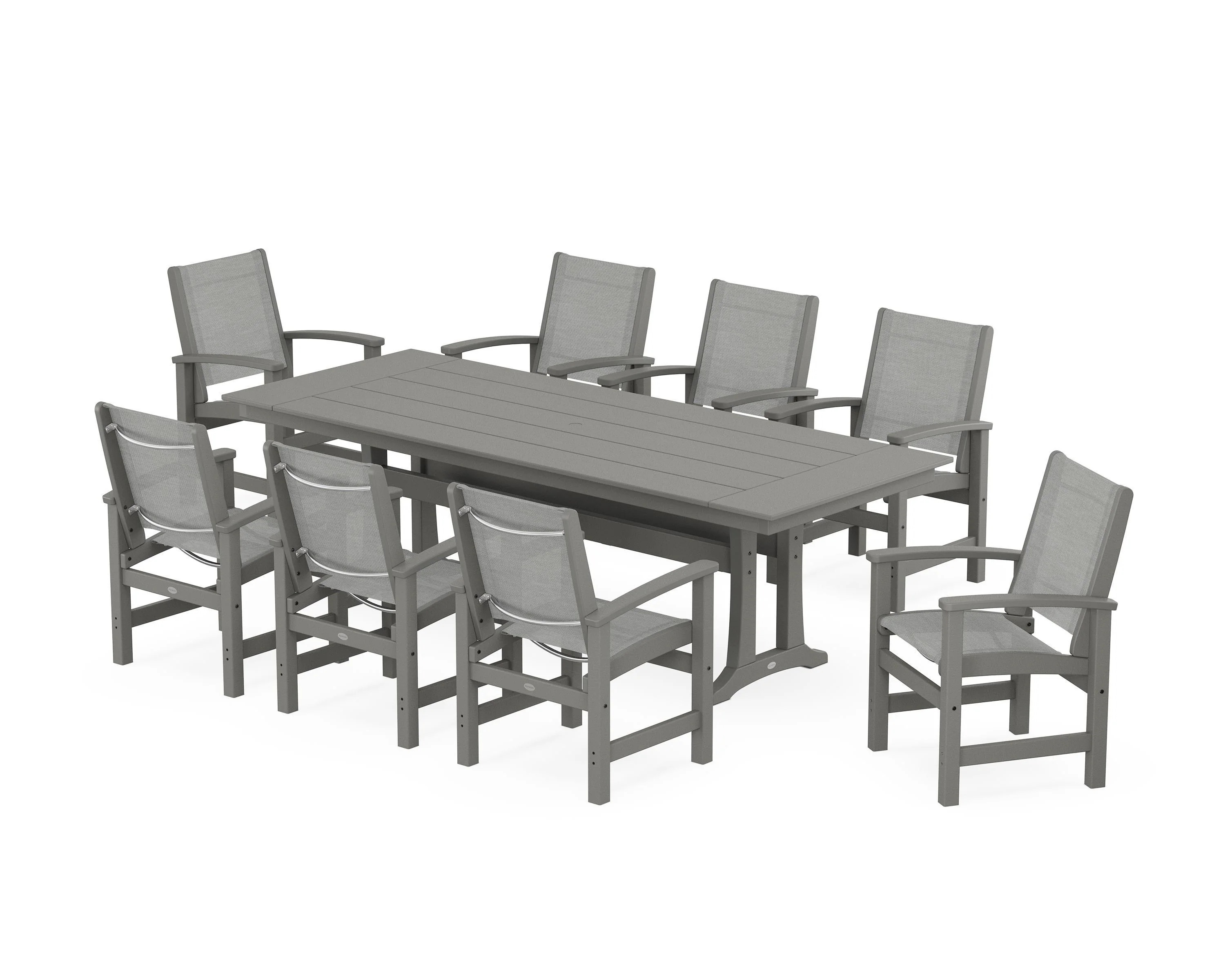 Coastal 9-Piece Farmhouse Dining Set with Trestle Legs - Image 14