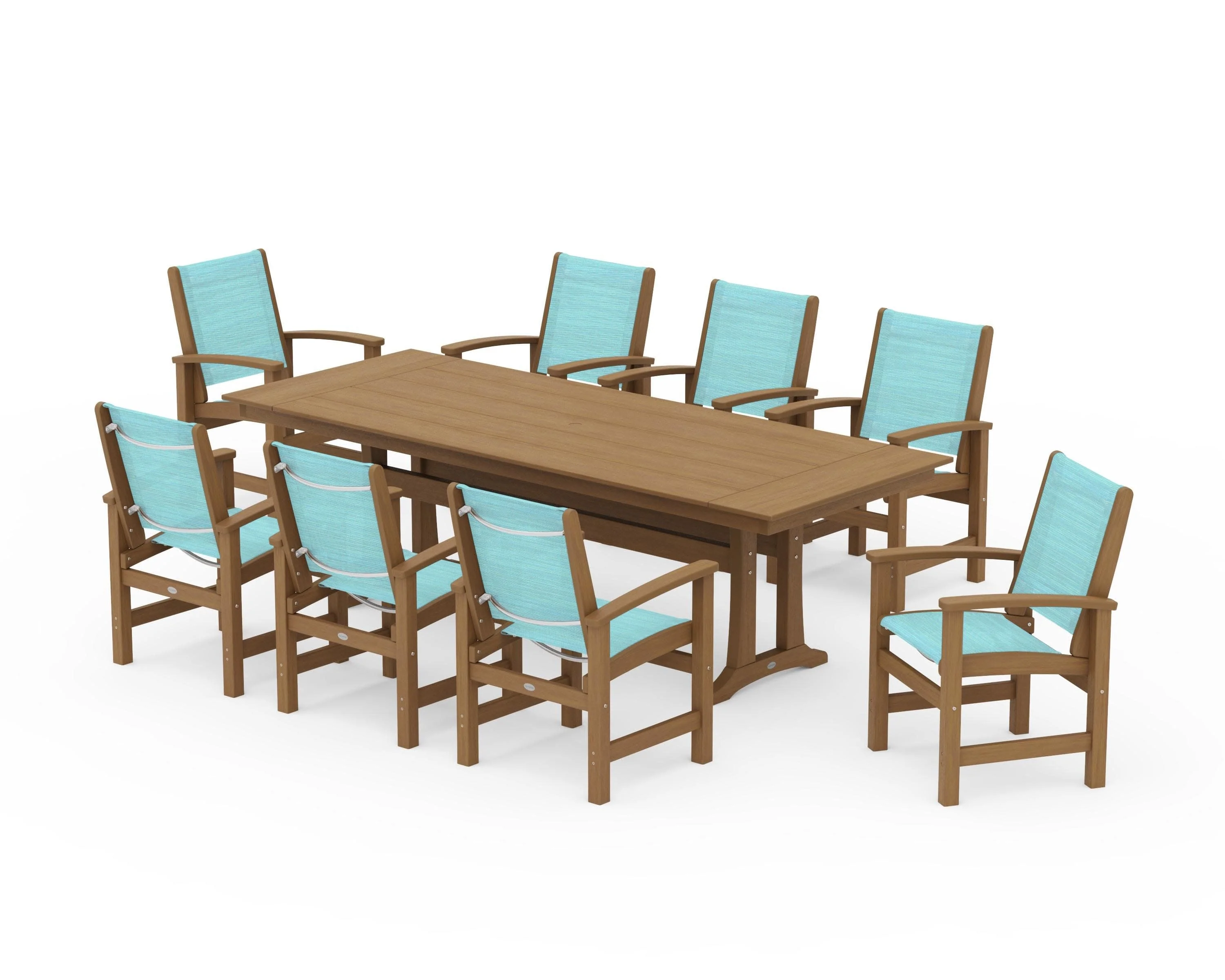 Coastal 9-Piece Farmhouse Dining Set with Trestle Legs - Image 141