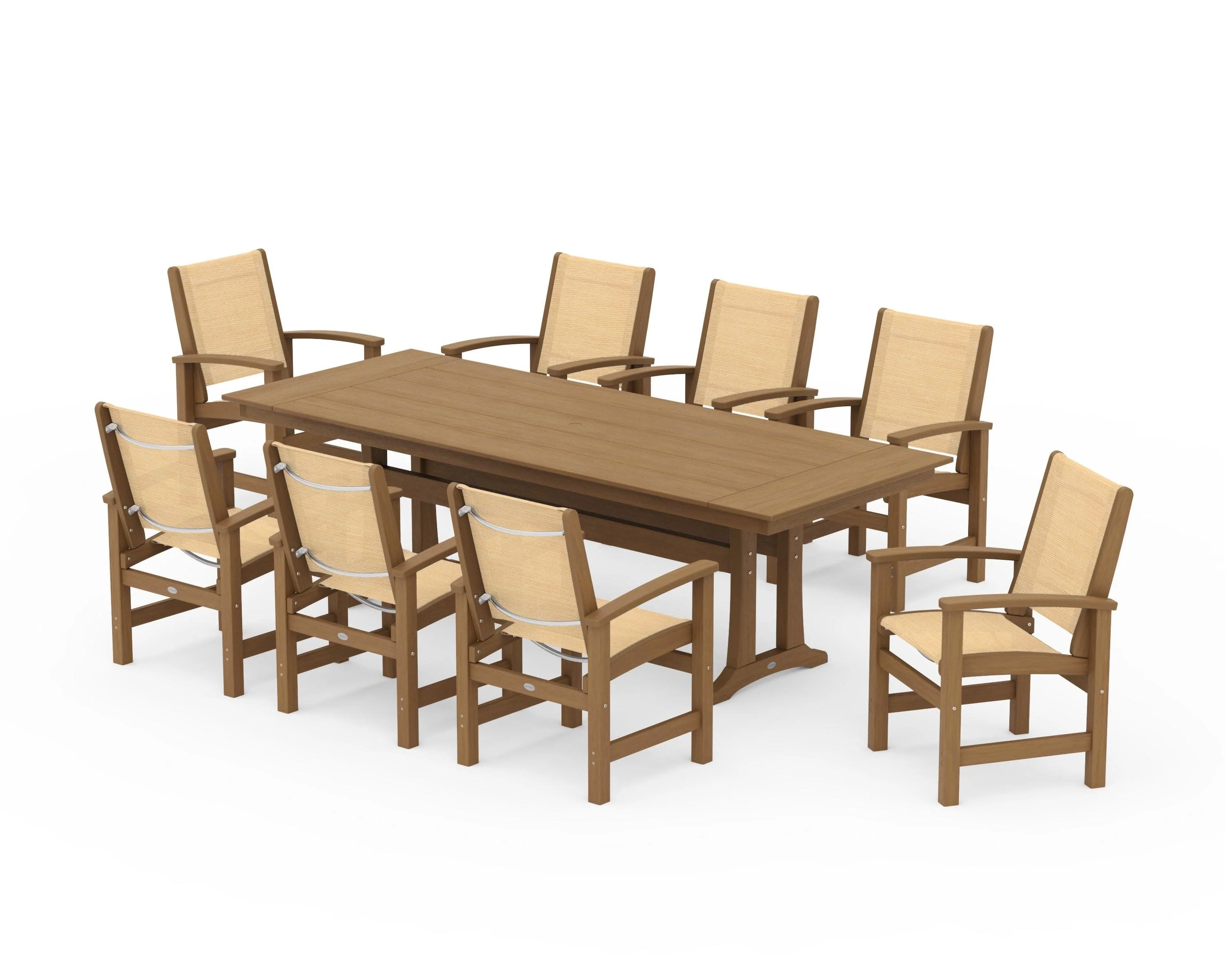 Coastal 9-Piece Farmhouse Dining Set with Trestle Legs - Image 150