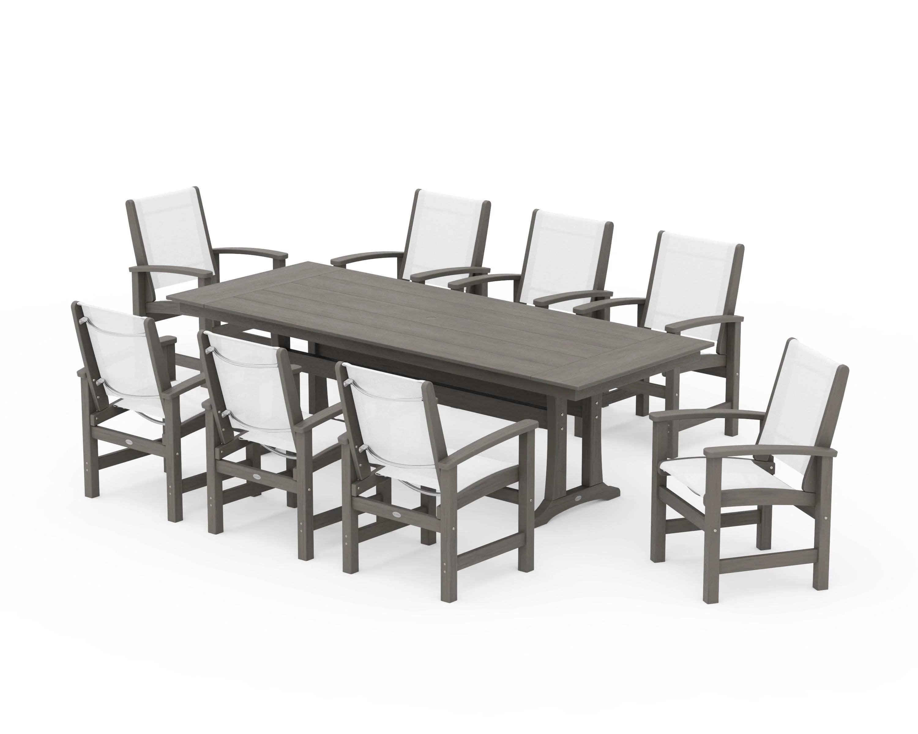 Coastal 9-Piece Farmhouse Dining Set with Trestle Legs - Image 151