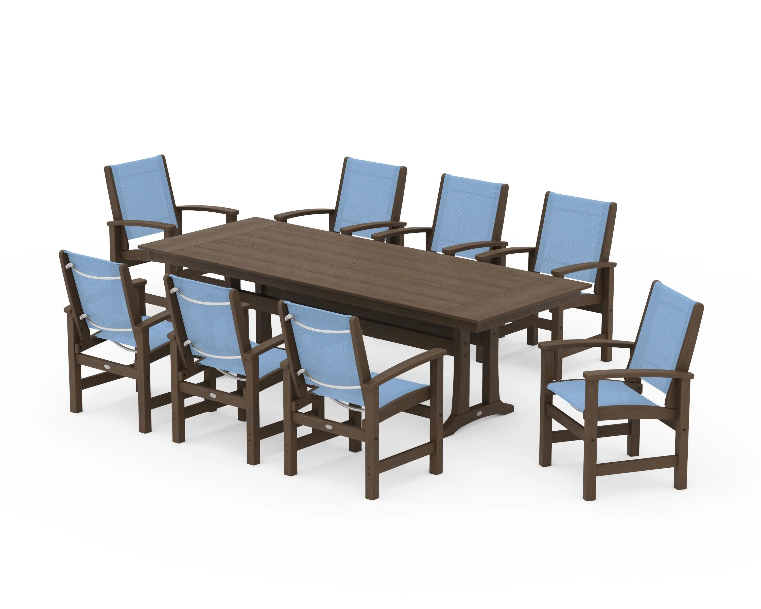 Coastal 9-Piece Farmhouse Dining Set with Trestle Legs - Image 152