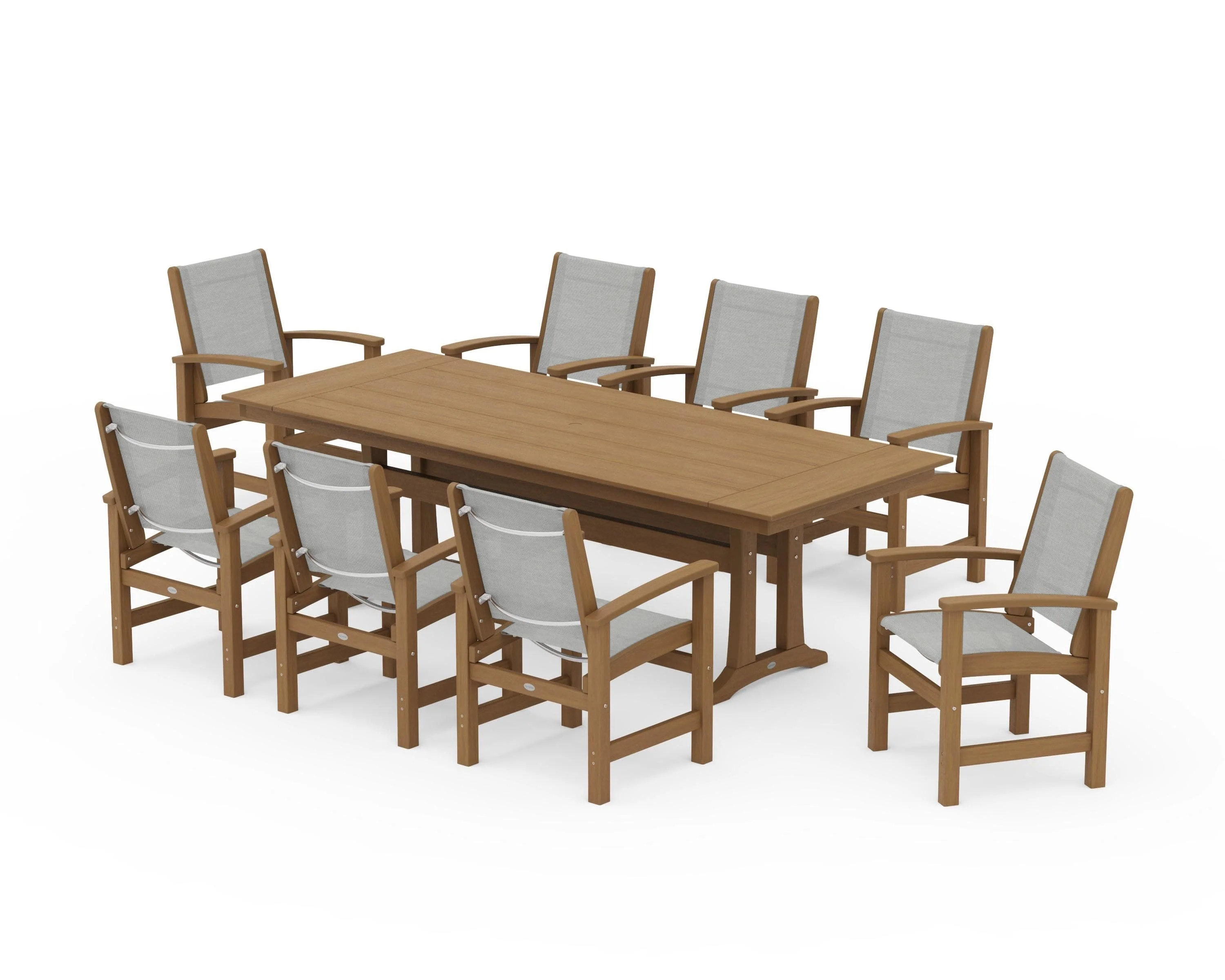 Coastal 9-Piece Farmhouse Dining Set with Trestle Legs - Image 155