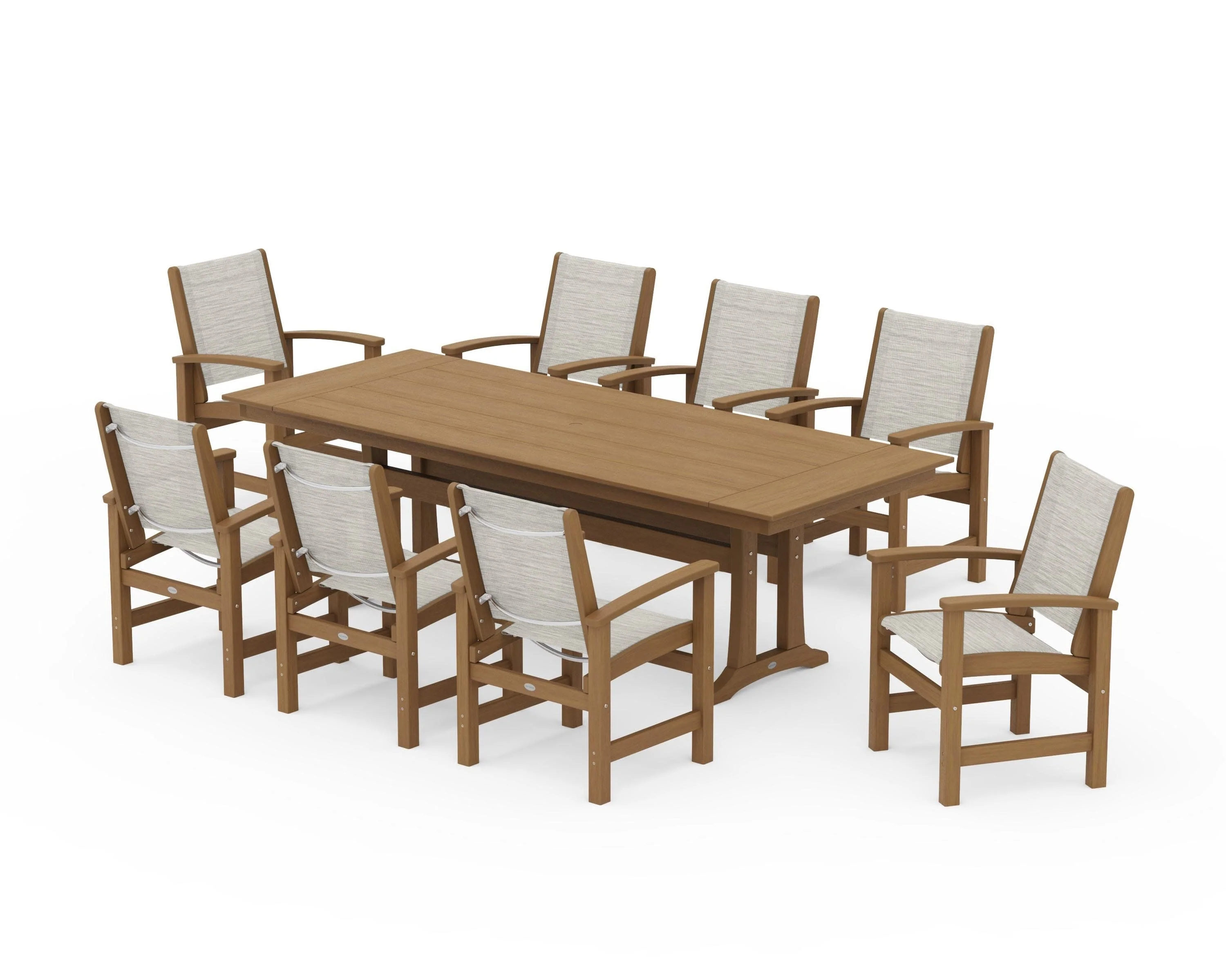 Coastal 9-Piece Farmhouse Dining Set with Trestle Legs - Image 156
