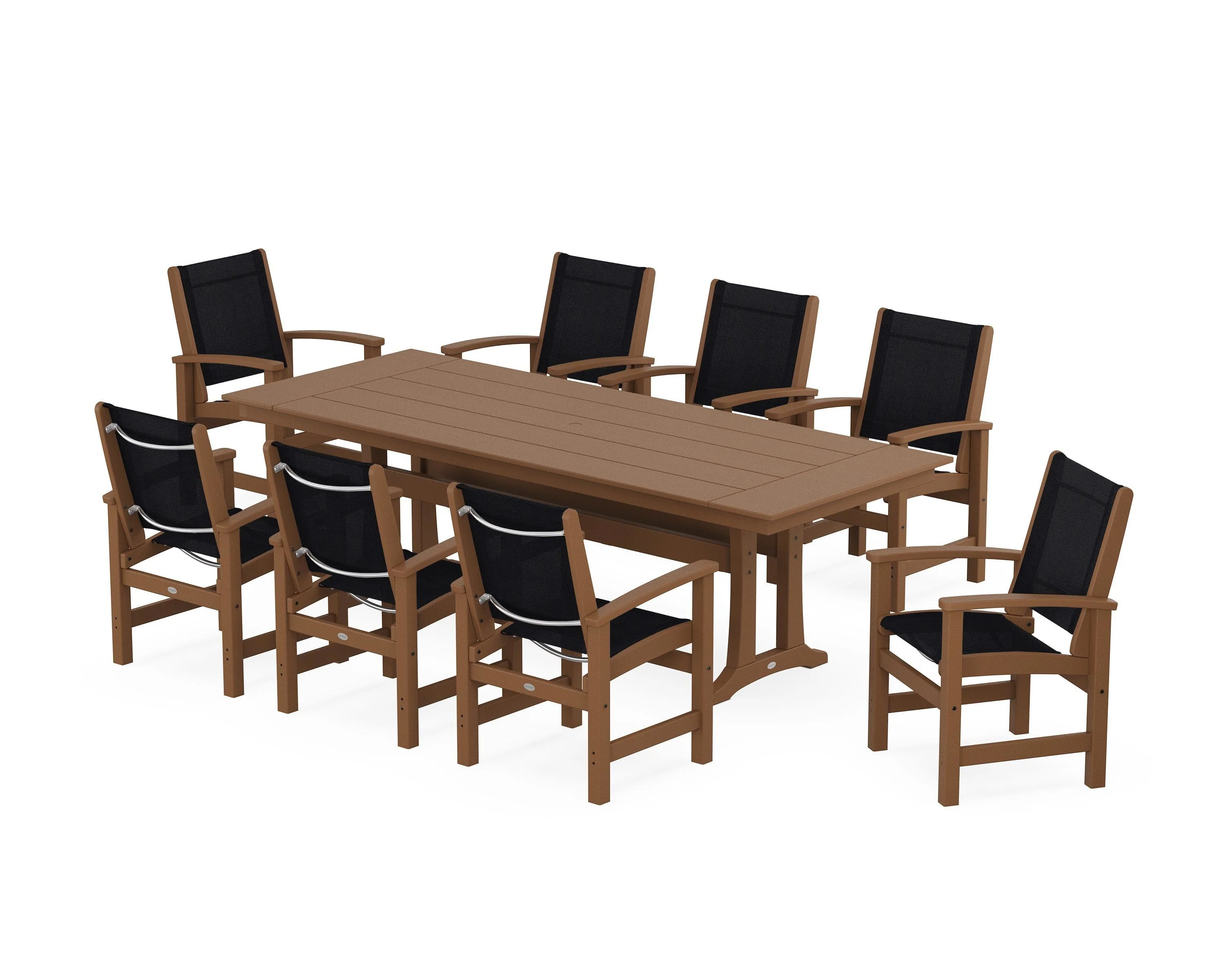Coastal 9-Piece Farmhouse Dining Set with Trestle Legs - Image 16