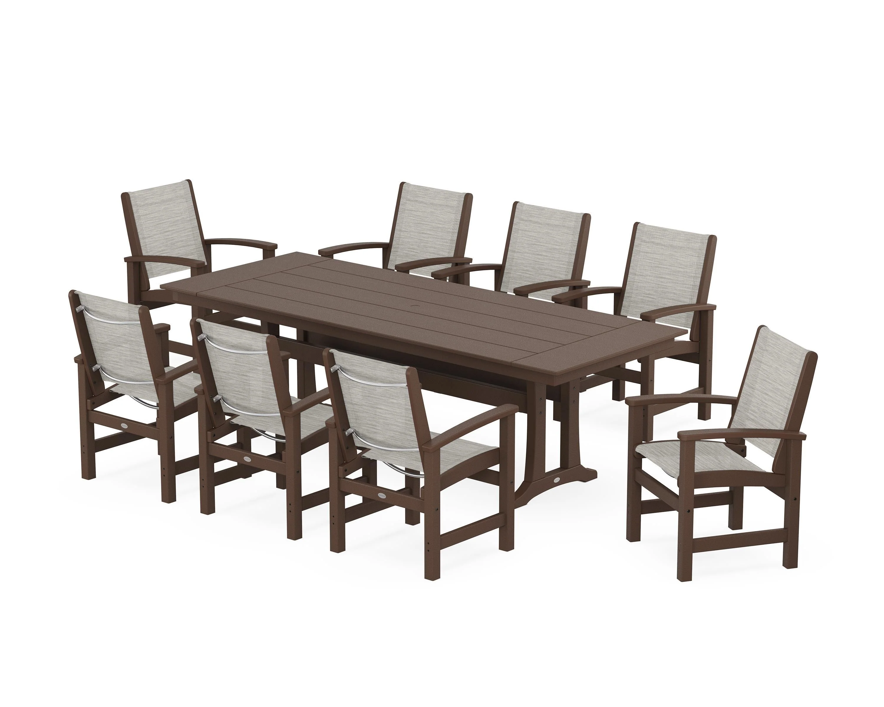 Coastal 9-Piece Farmhouse Dining Set with Trestle Legs - Image 17