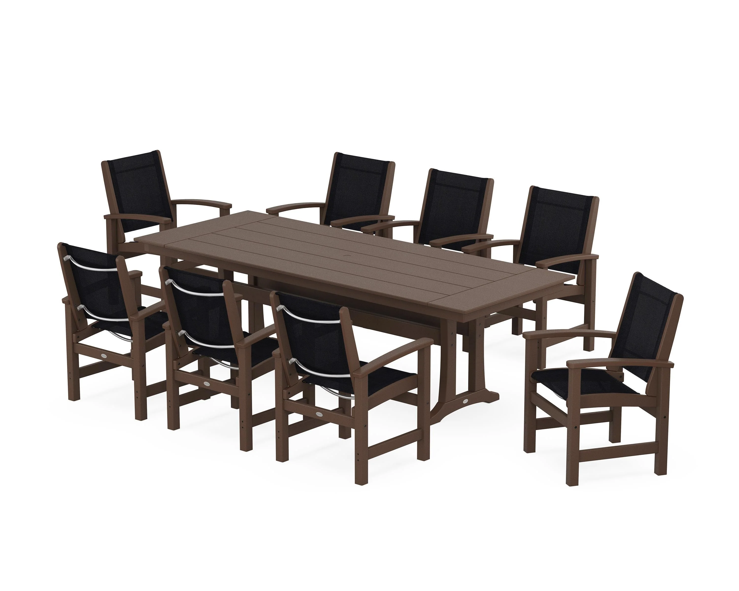 Coastal 9-Piece Farmhouse Dining Set with Trestle Legs - Image 20
