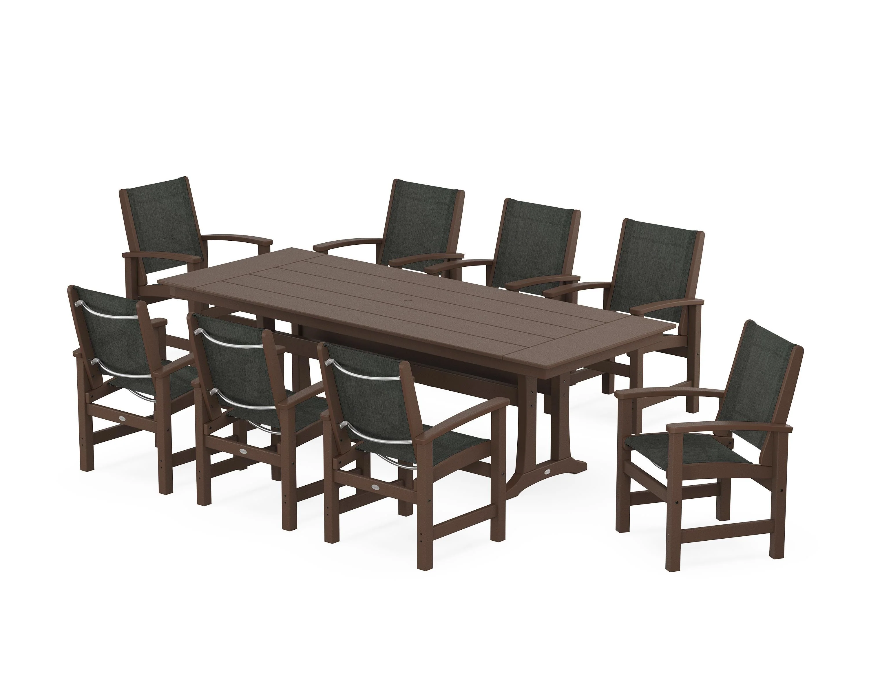 Coastal 9-Piece Farmhouse Dining Set with Trestle Legs - Image 21