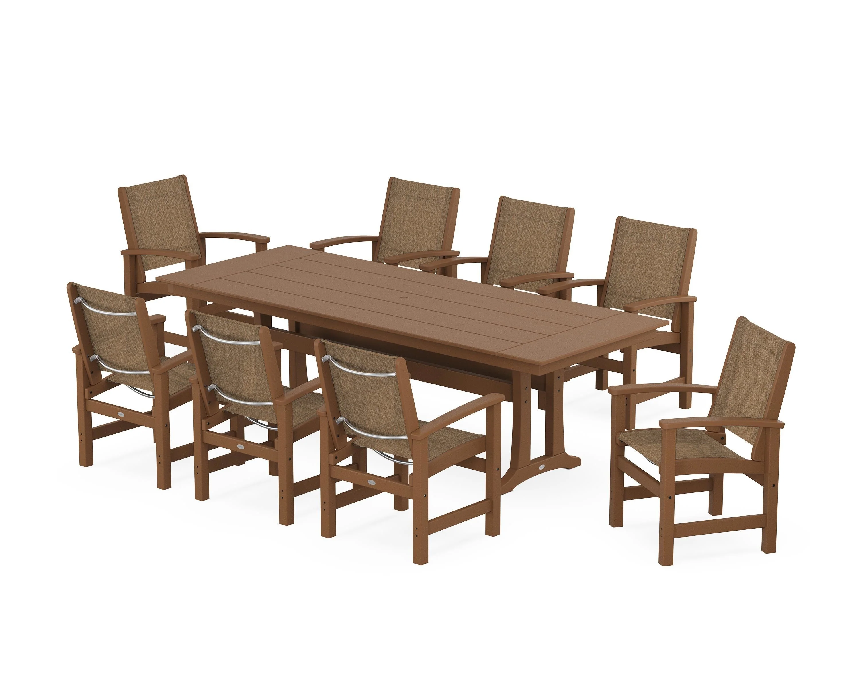 Coastal 9-Piece Farmhouse Dining Set with Trestle Legs - Image 22
