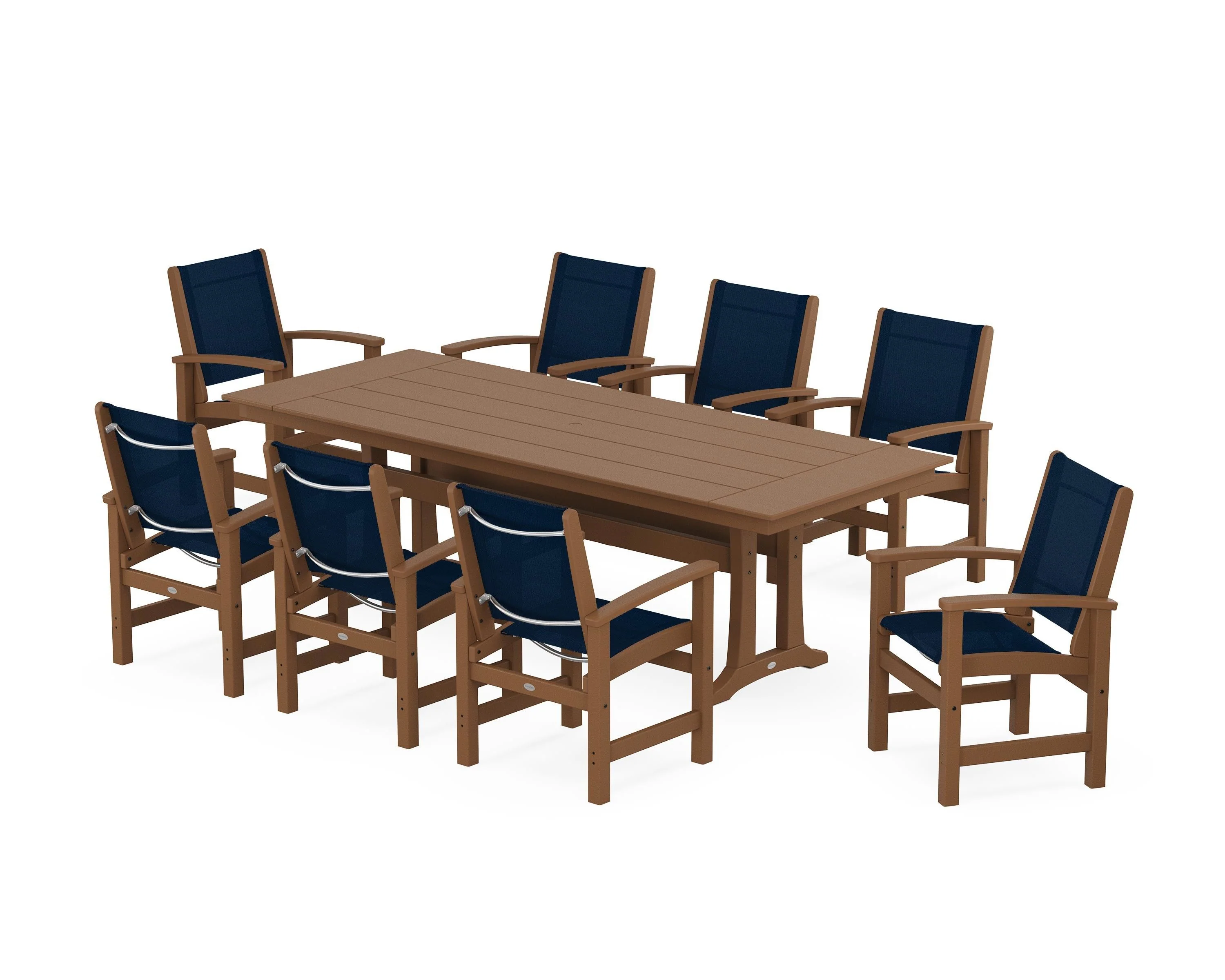 Coastal 9-Piece Farmhouse Dining Set with Trestle Legs - Image 23