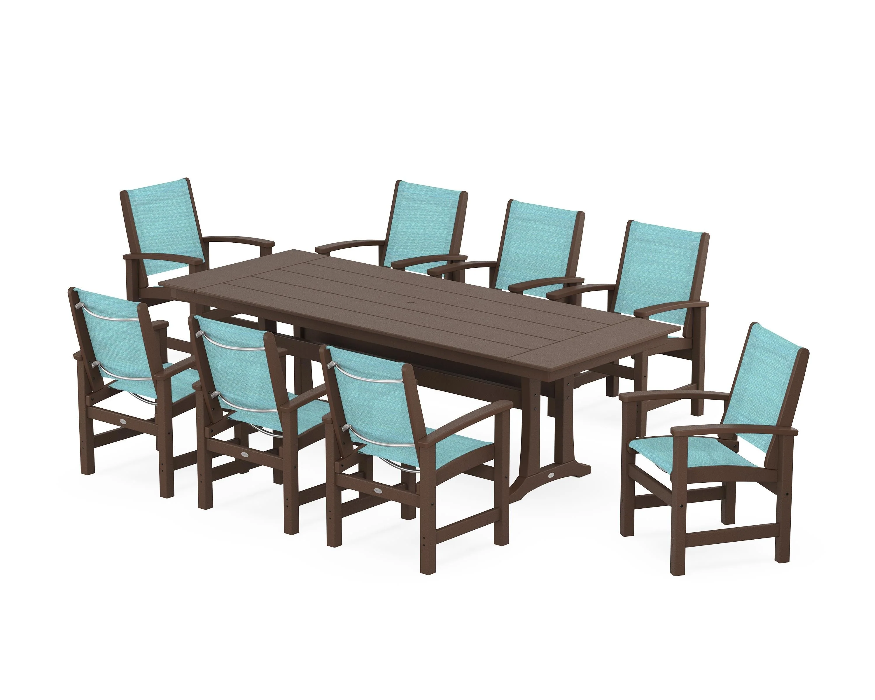 Coastal 9-Piece Farmhouse Dining Set with Trestle Legs - Image 24