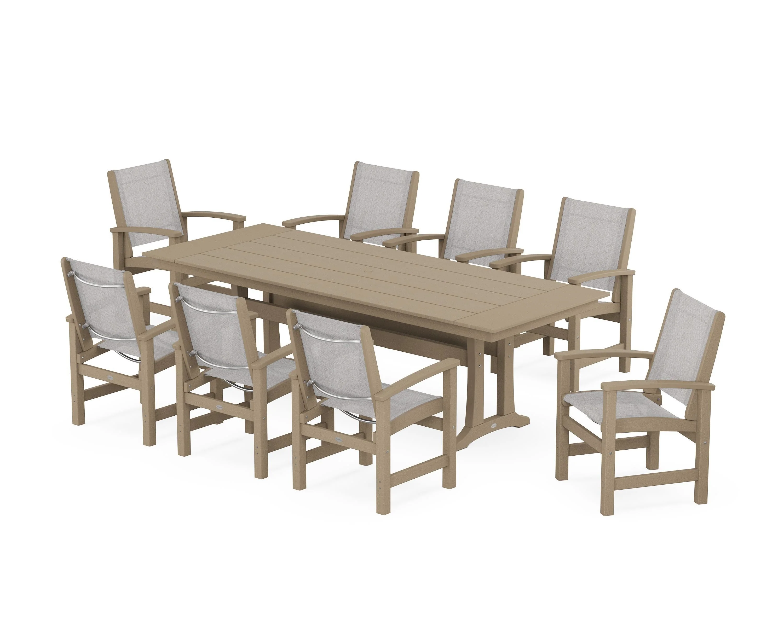 Coastal 9-Piece Farmhouse Dining Set with Trestle Legs - Image 28