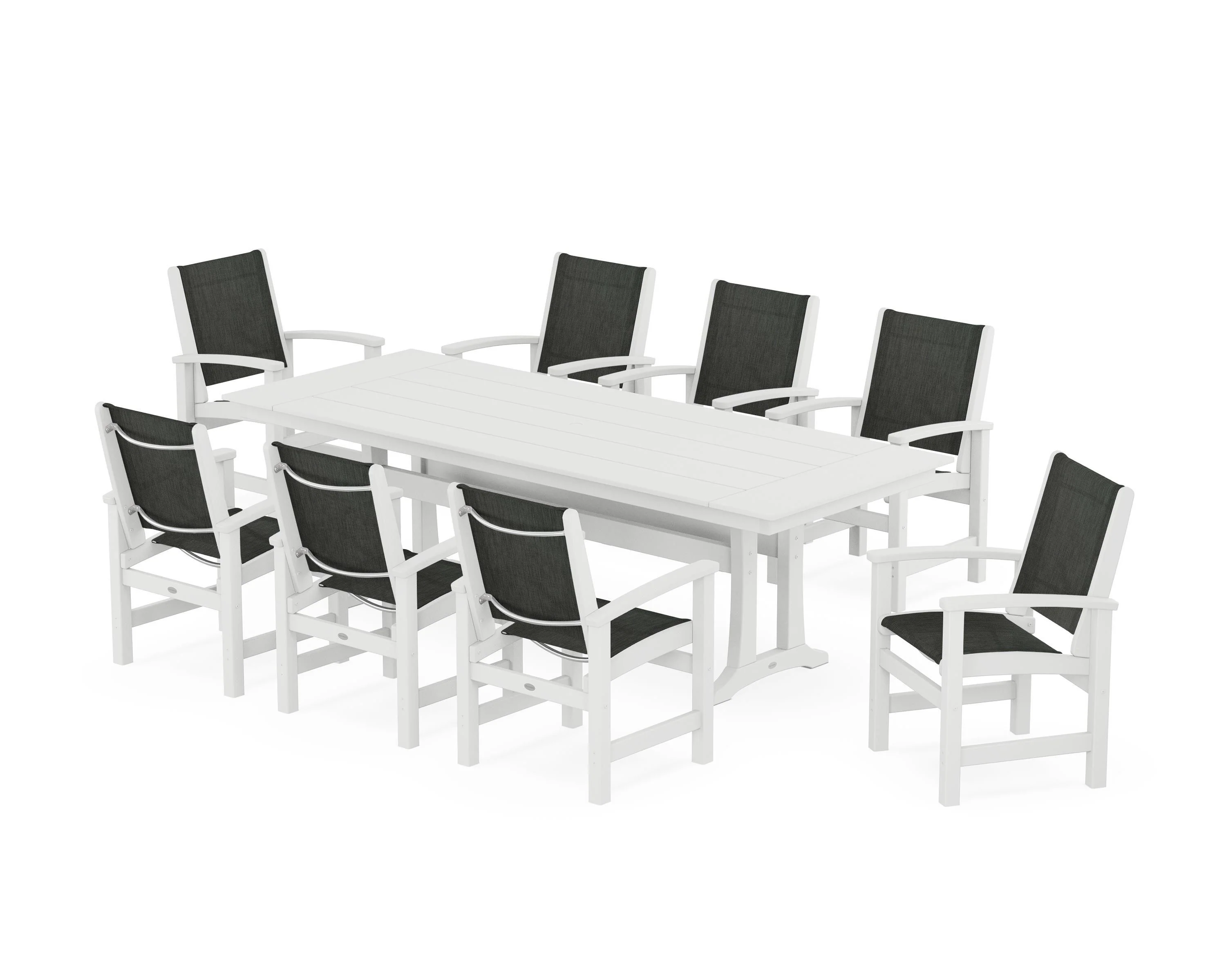 Coastal 9-Piece Farmhouse Dining Set with Trestle Legs - Image 29