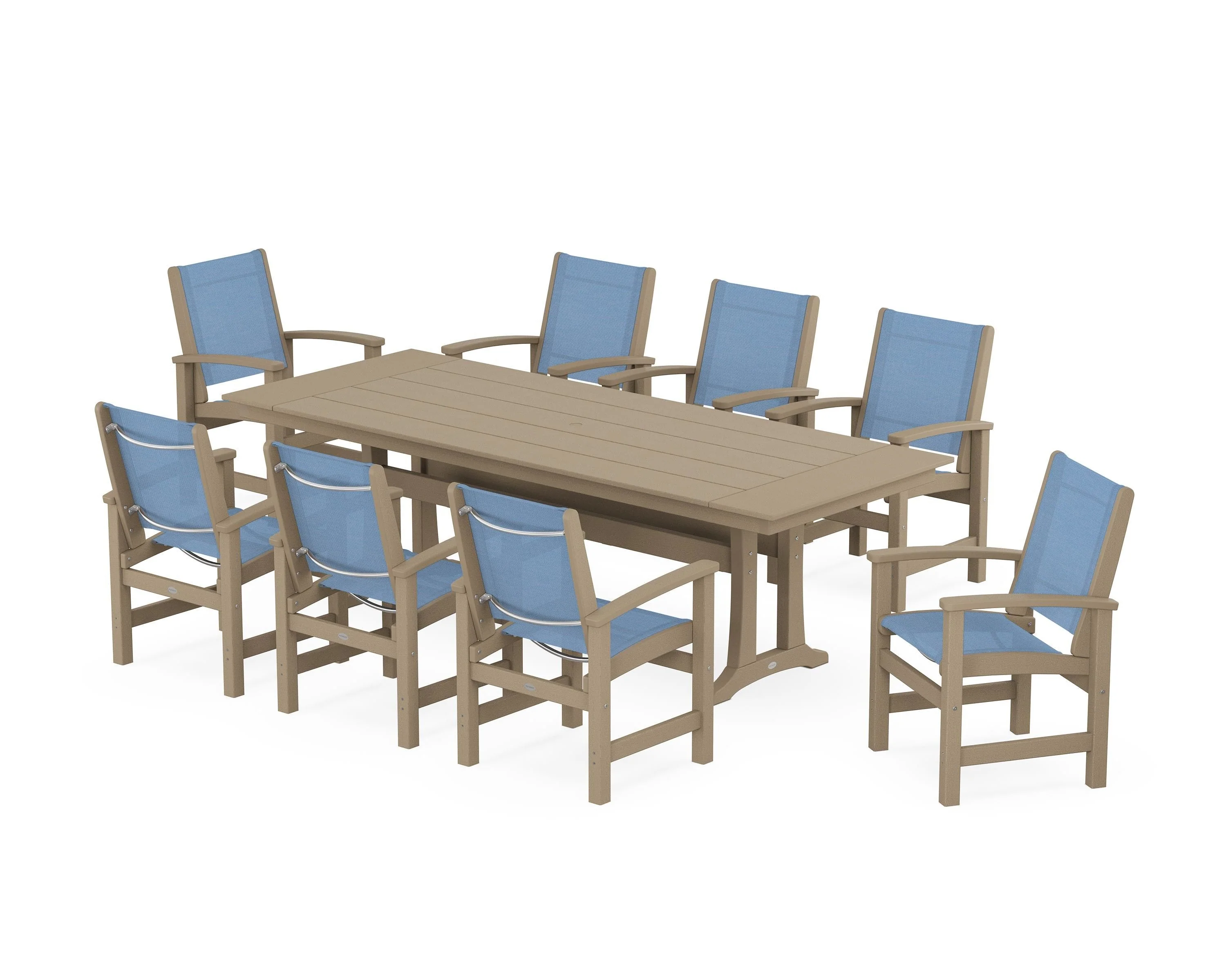 Coastal 9-Piece Farmhouse Dining Set with Trestle Legs - Image 33