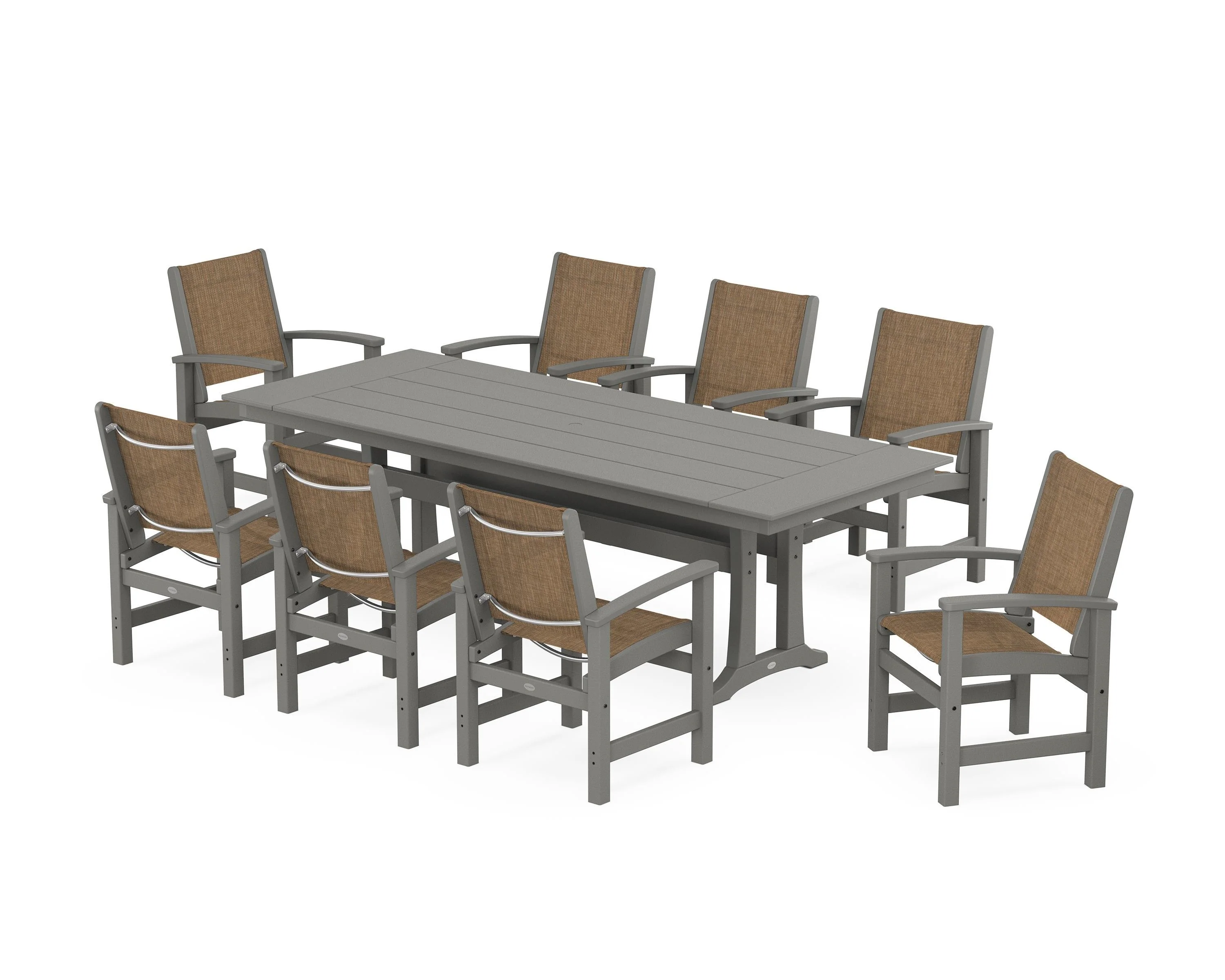 Coastal 9-Piece Farmhouse Dining Set with Trestle Legs - Image 34