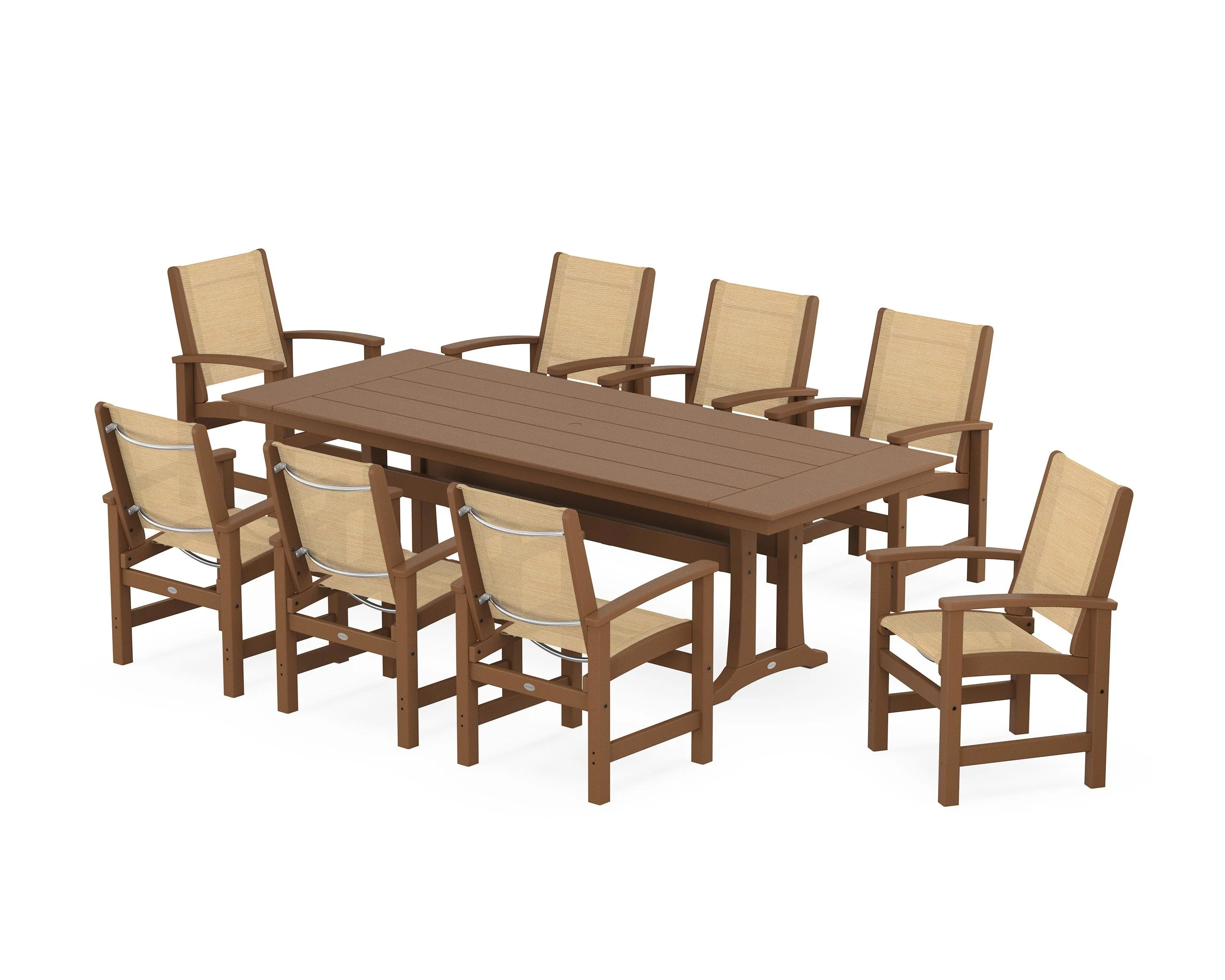 Coastal 9-Piece Farmhouse Dining Set with Trestle Legs - Image 38