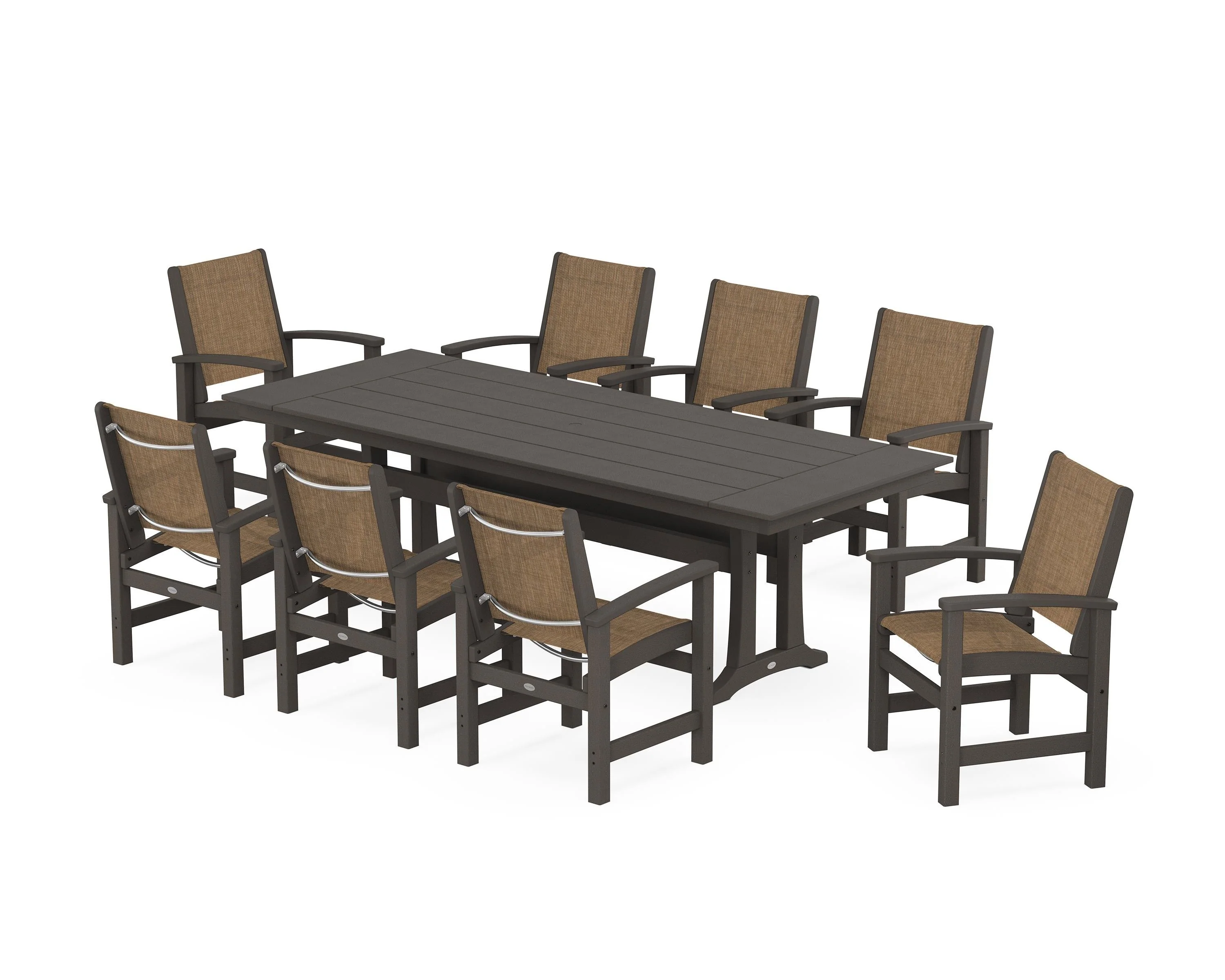 Coastal 9-Piece Farmhouse Dining Set with Trestle Legs - Image 39