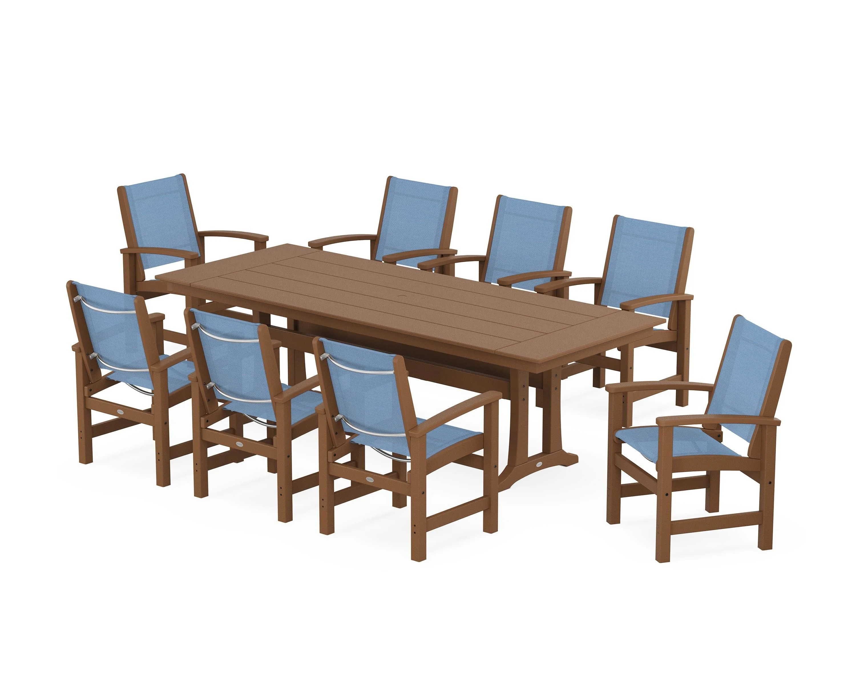 Coastal 9-Piece Farmhouse Dining Set with Trestle Legs - Image 4