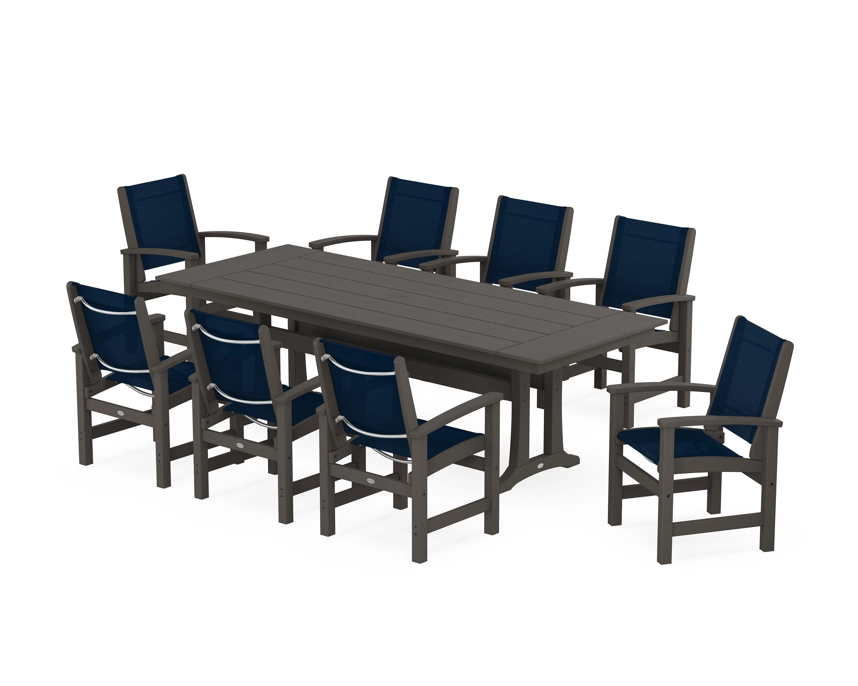 Coastal 9-Piece Farmhouse Dining Set with Trestle Legs - Image 41
