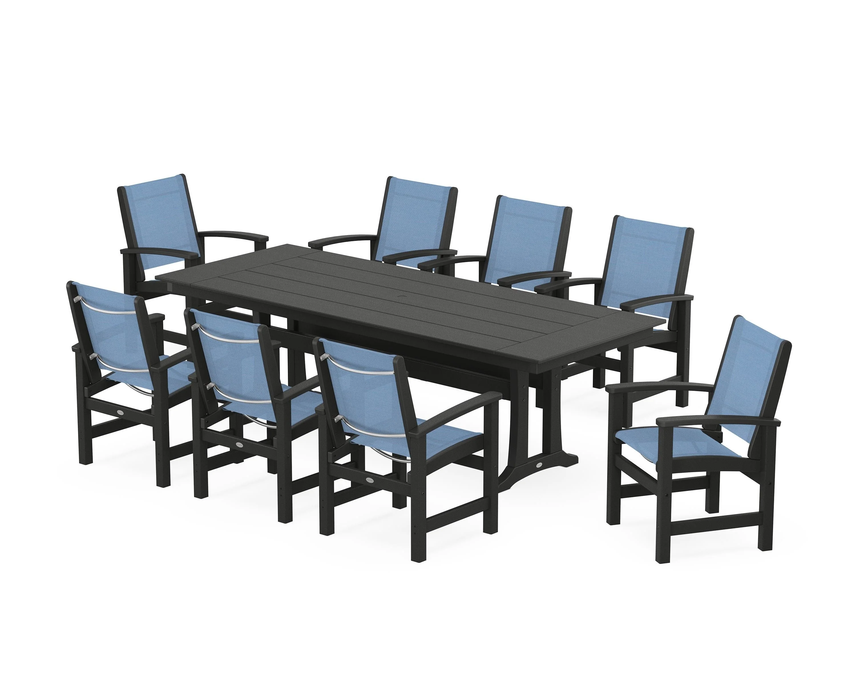 Coastal 9-Piece Farmhouse Dining Set with Trestle Legs - Image 43