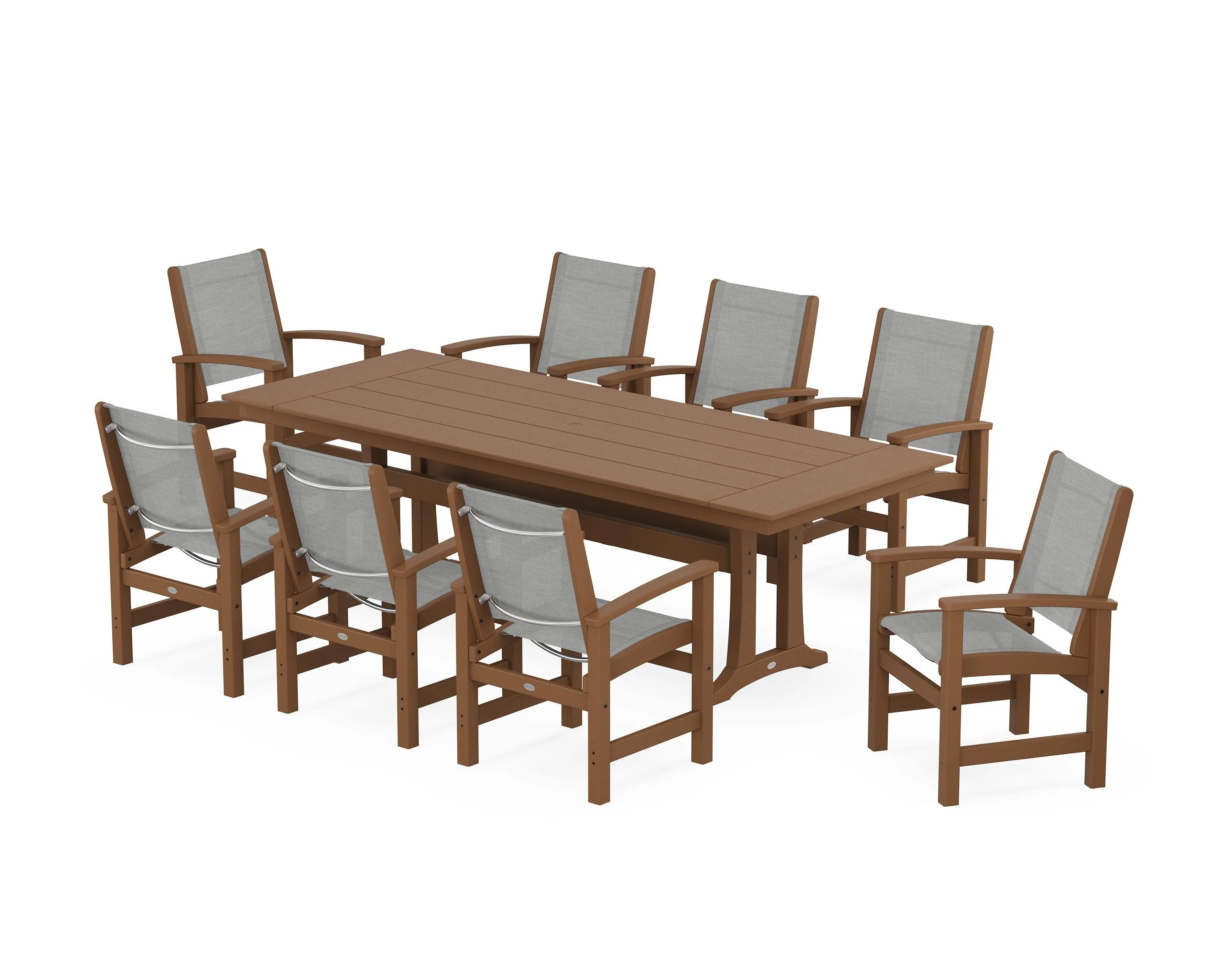 Coastal 9-Piece Farmhouse Dining Set with Trestle Legs - Image 44