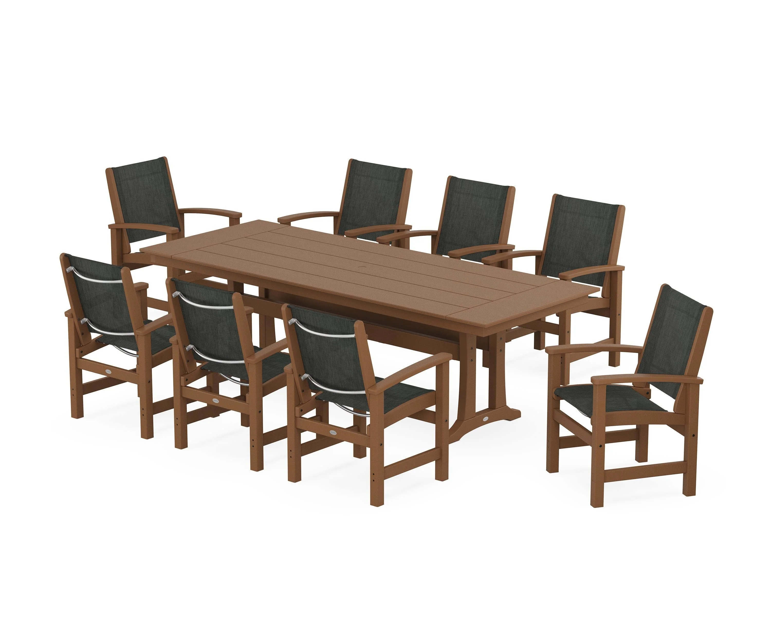 Coastal 9-Piece Farmhouse Dining Set with Trestle Legs - Image 47