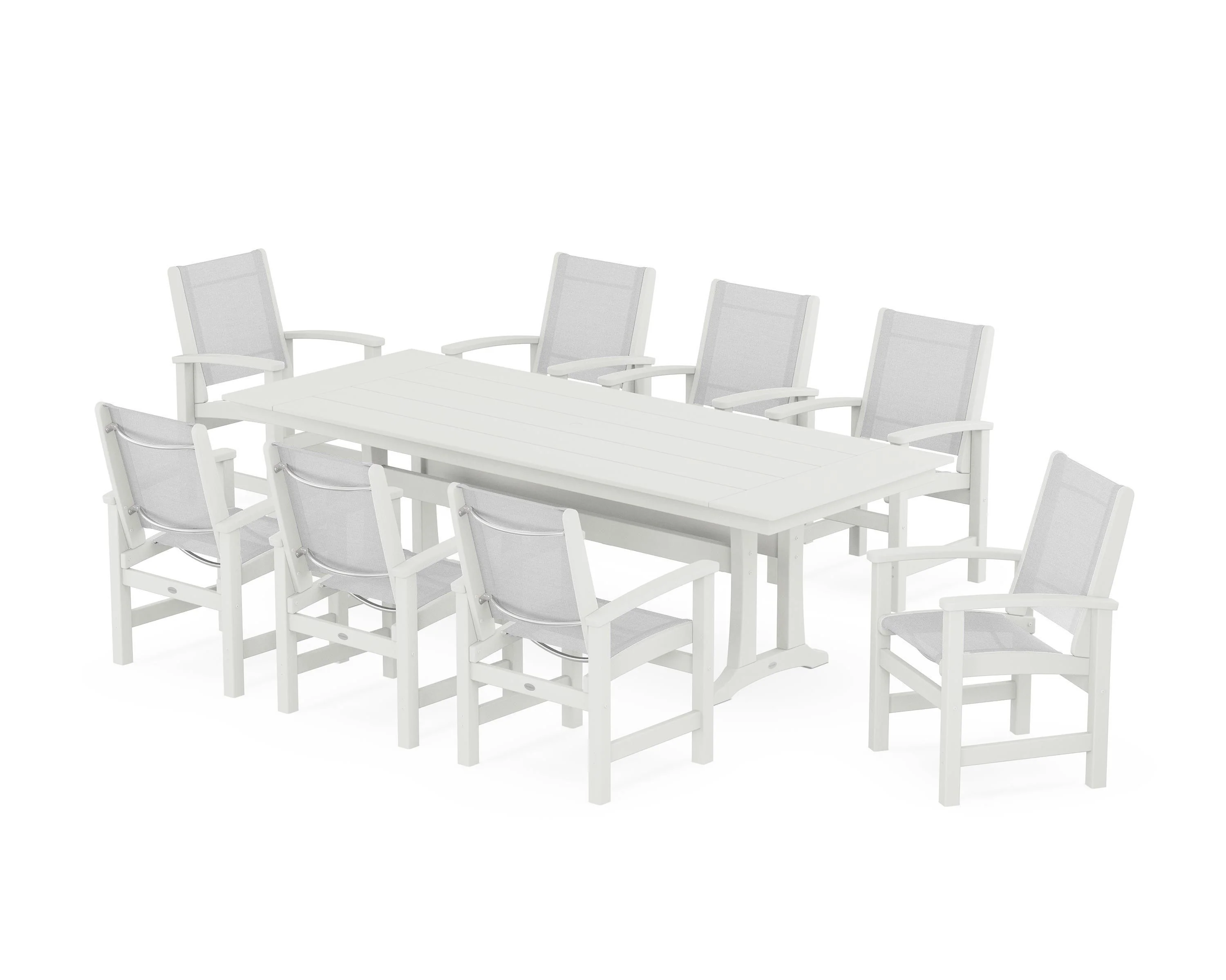 Coastal 9-Piece Farmhouse Dining Set with Trestle Legs - Image 5