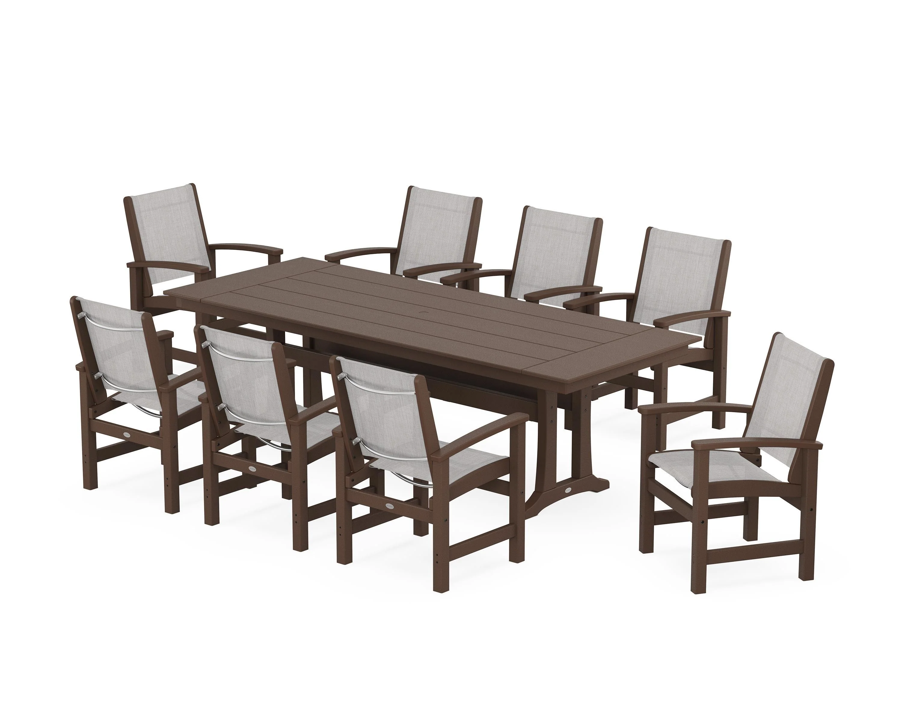 Coastal 9-Piece Farmhouse Dining Set with Trestle Legs - Image 52