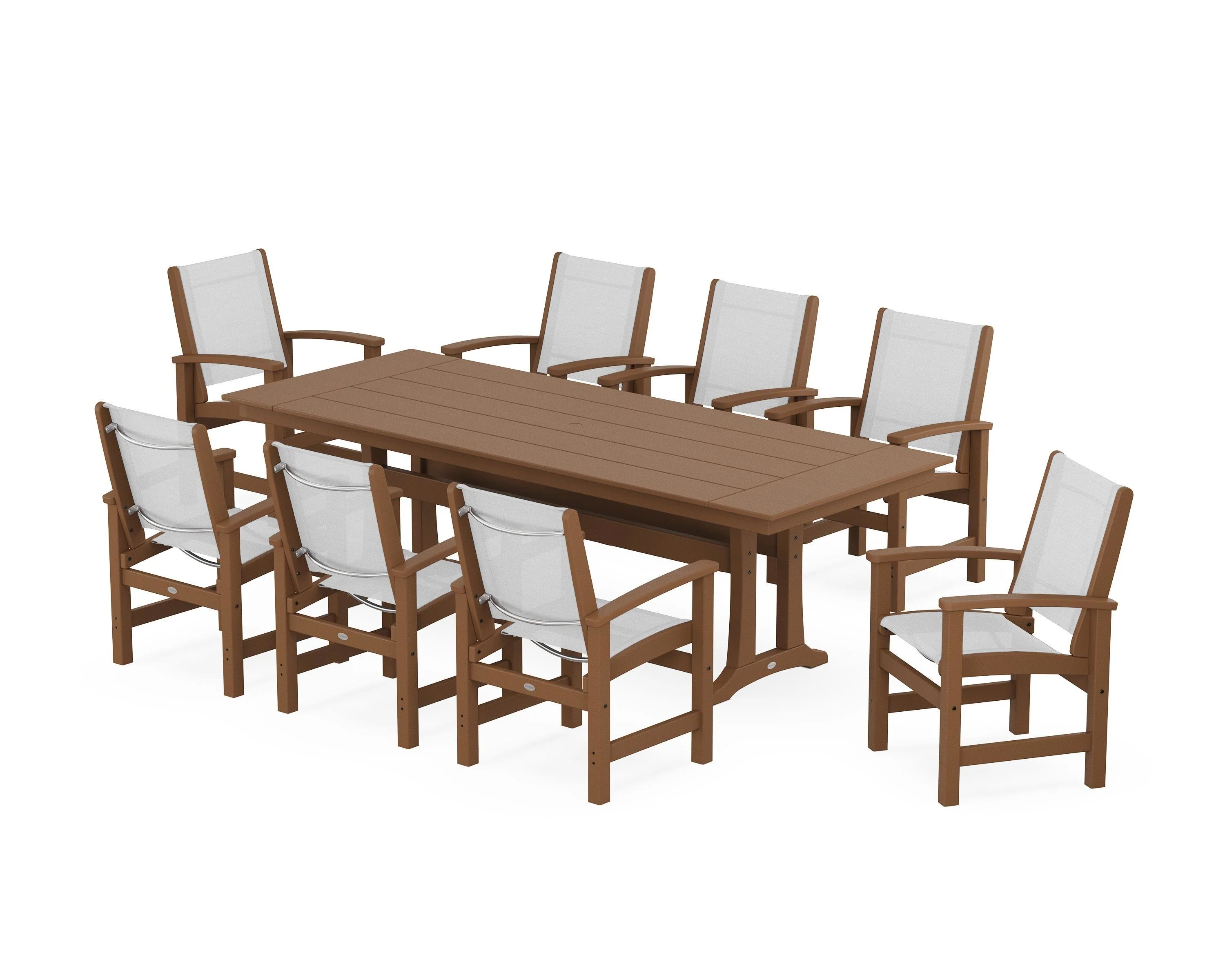 Coastal 9-Piece Farmhouse Dining Set with Trestle Legs - Image 59