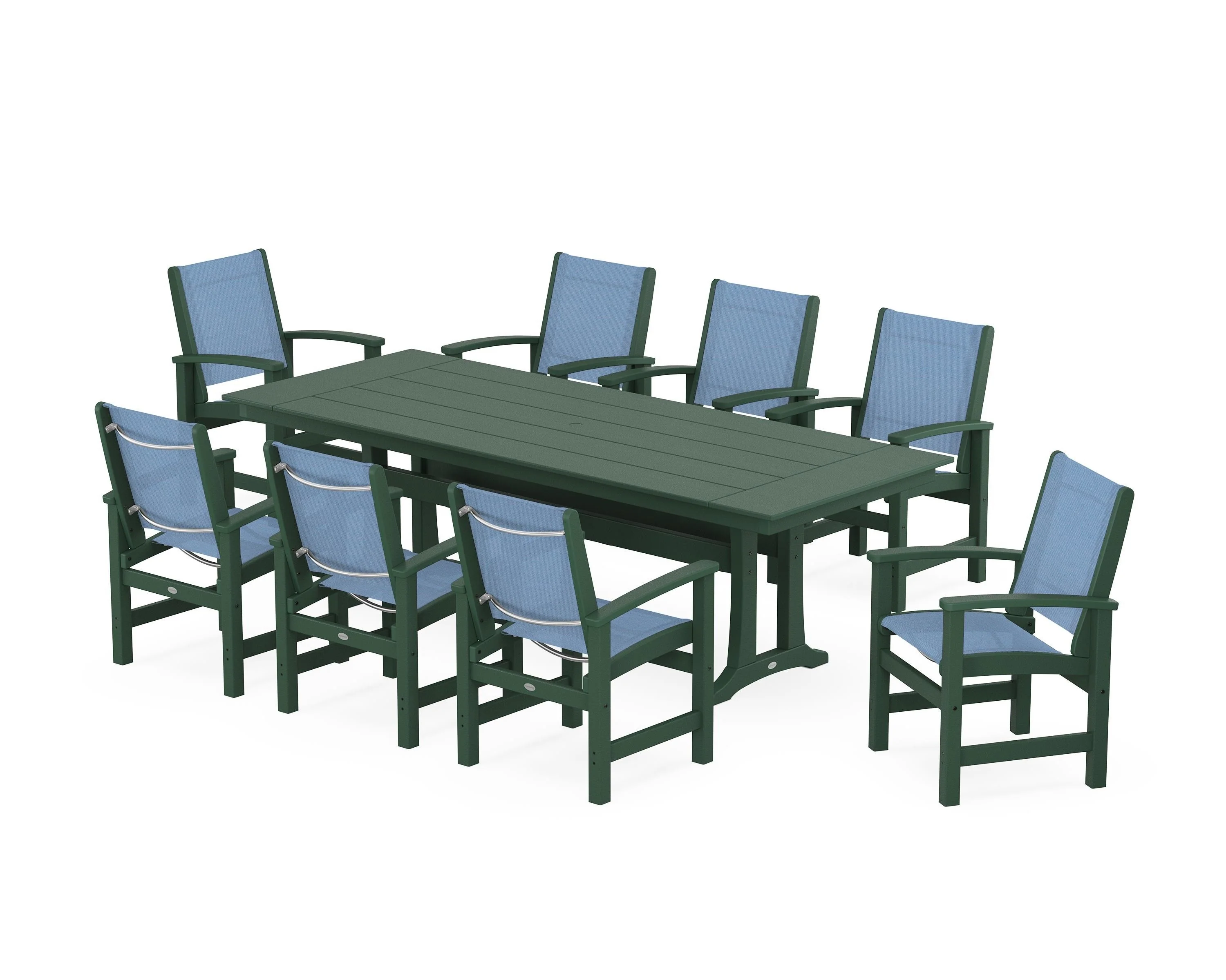 Coastal 9-Piece Farmhouse Dining Set with Trestle Legs - Image 6