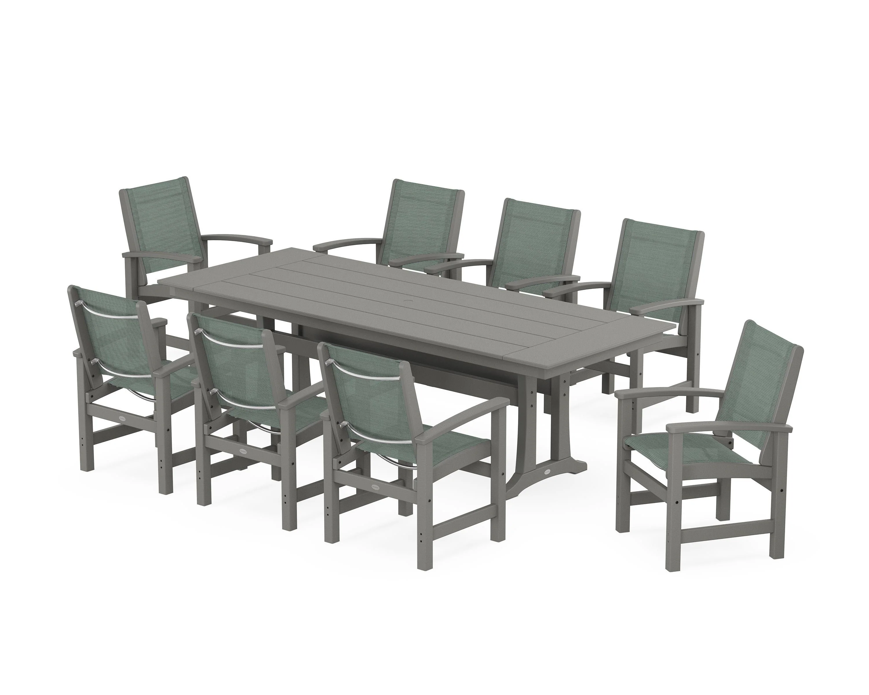 Coastal 9-Piece Farmhouse Dining Set with Trestle Legs - Image 60