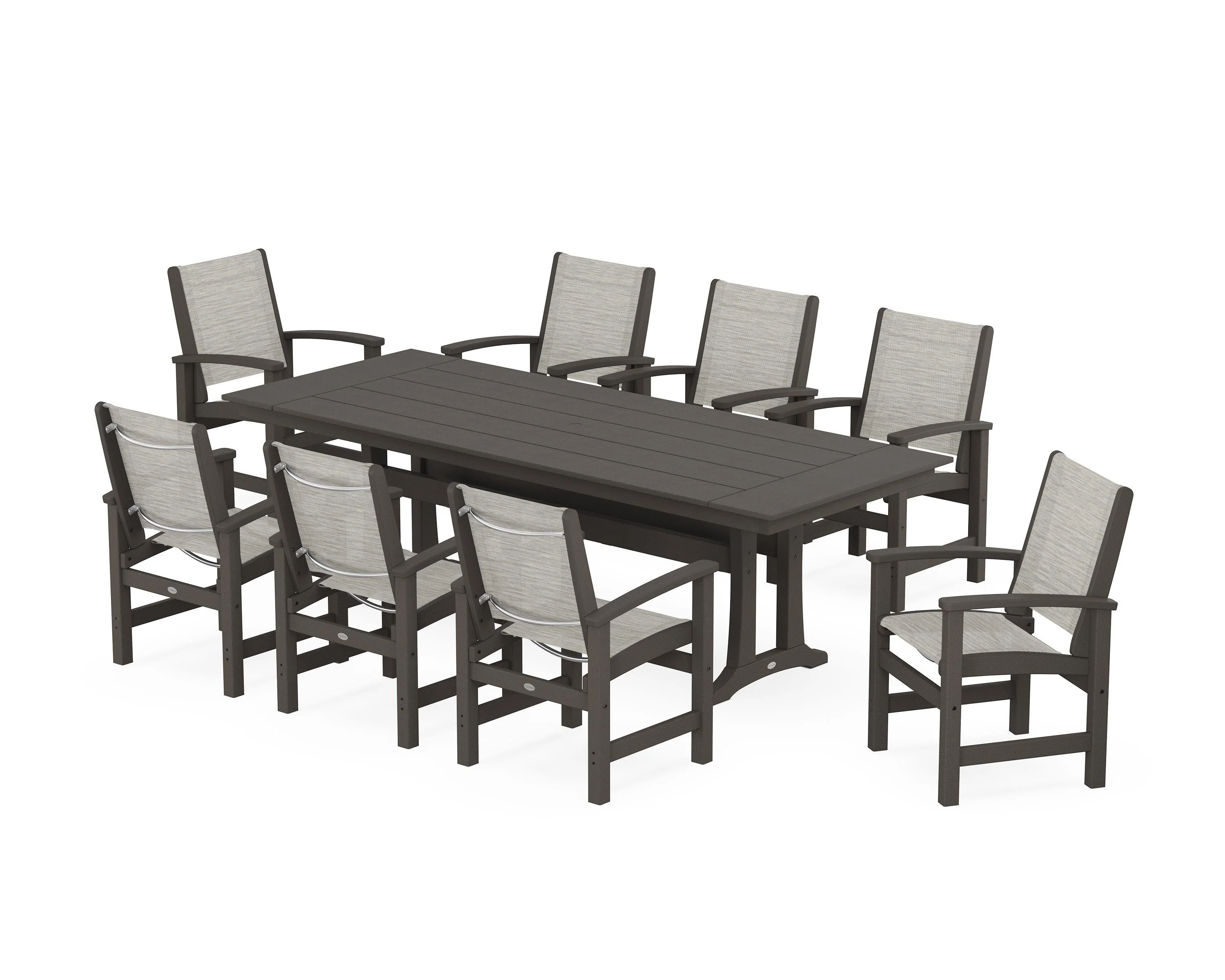 Coastal 9-Piece Farmhouse Dining Set with Trestle Legs - Image 63