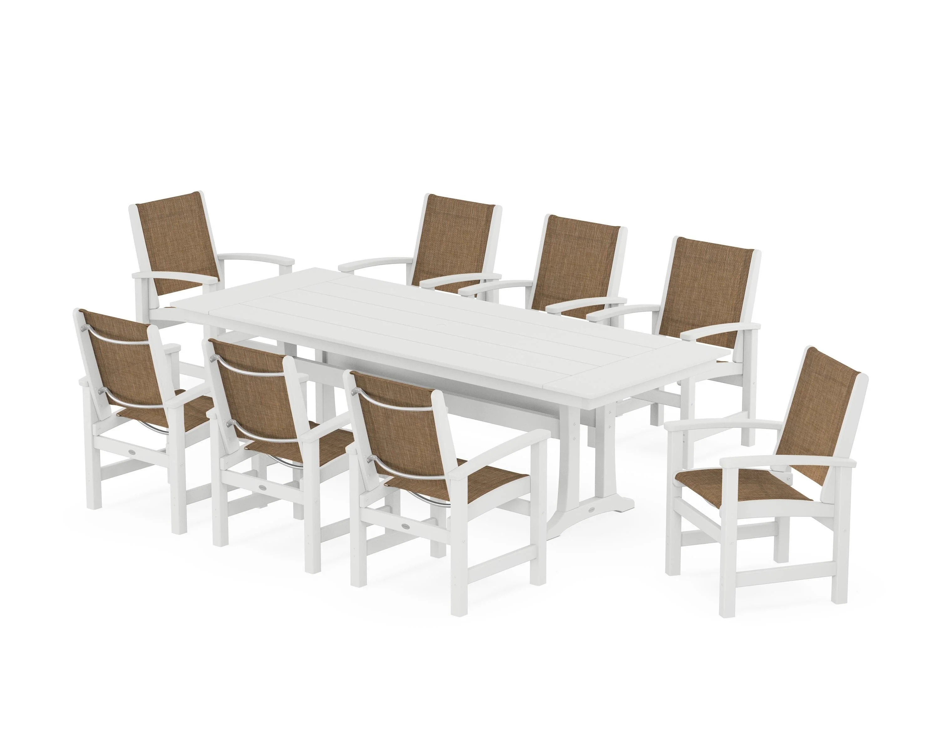 Coastal 9-Piece Farmhouse Dining Set with Trestle Legs - Image 66