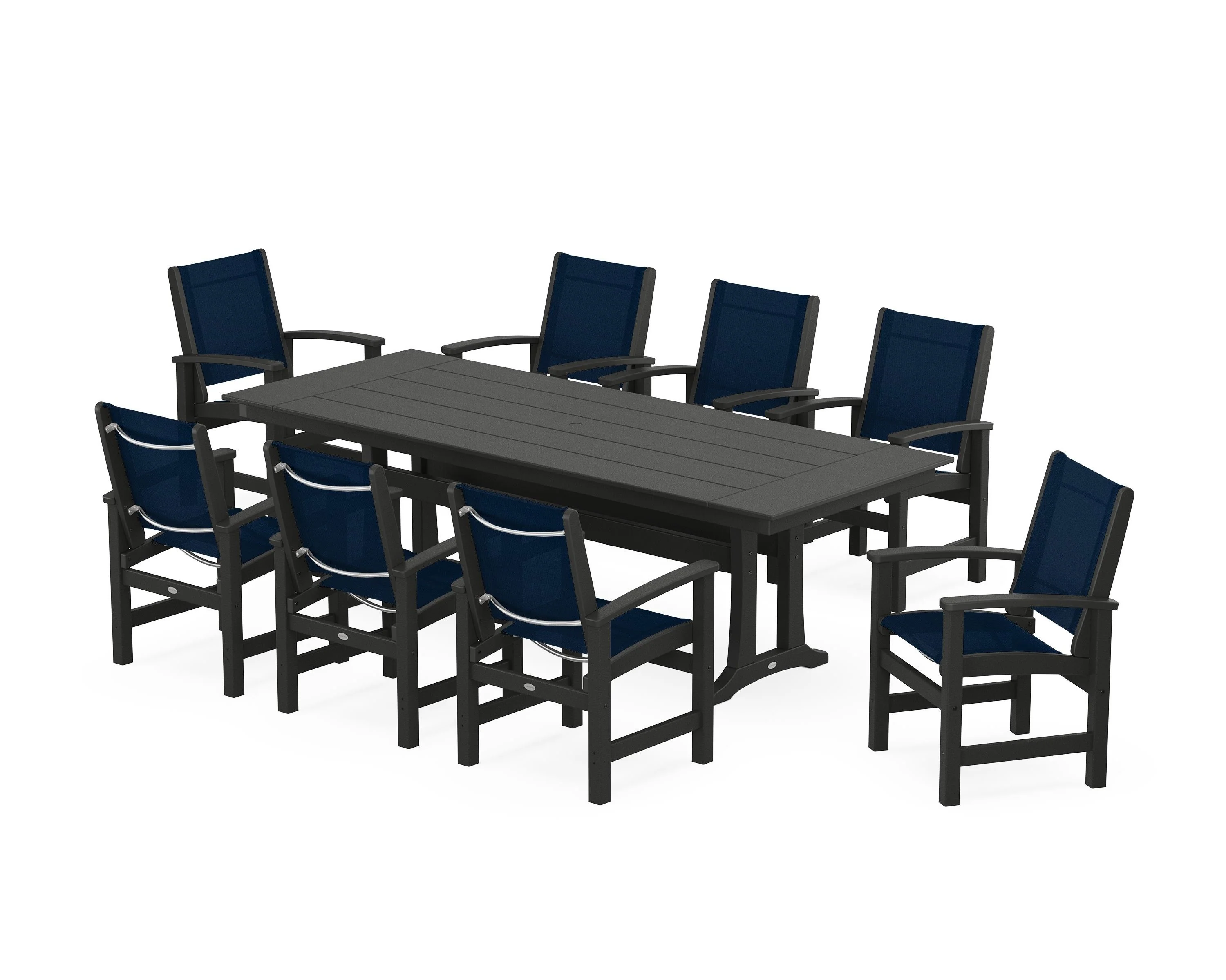 Coastal 9-Piece Farmhouse Dining Set with Trestle Legs - Image 68