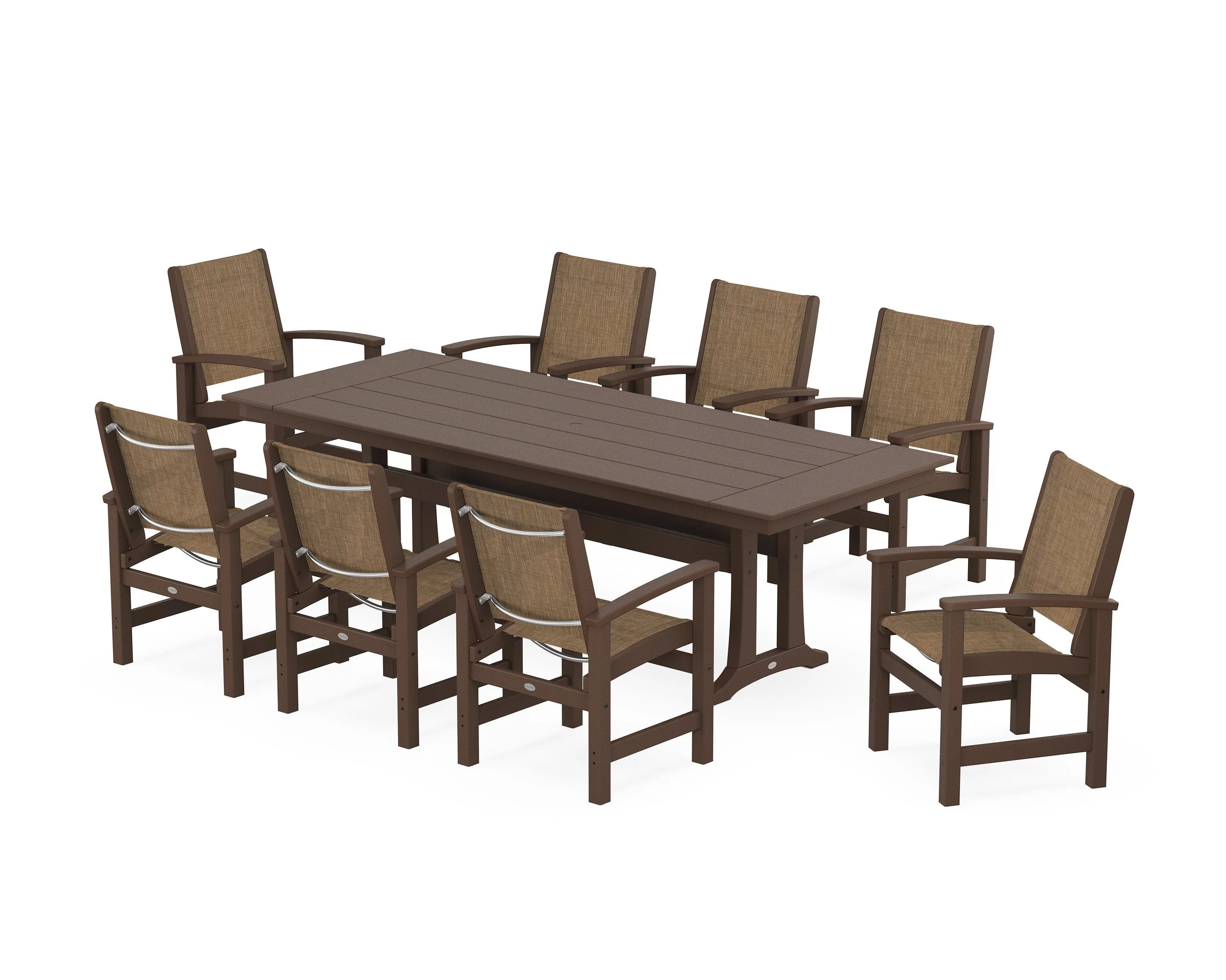Coastal 9-Piece Farmhouse Dining Set with Trestle Legs - Image 69
