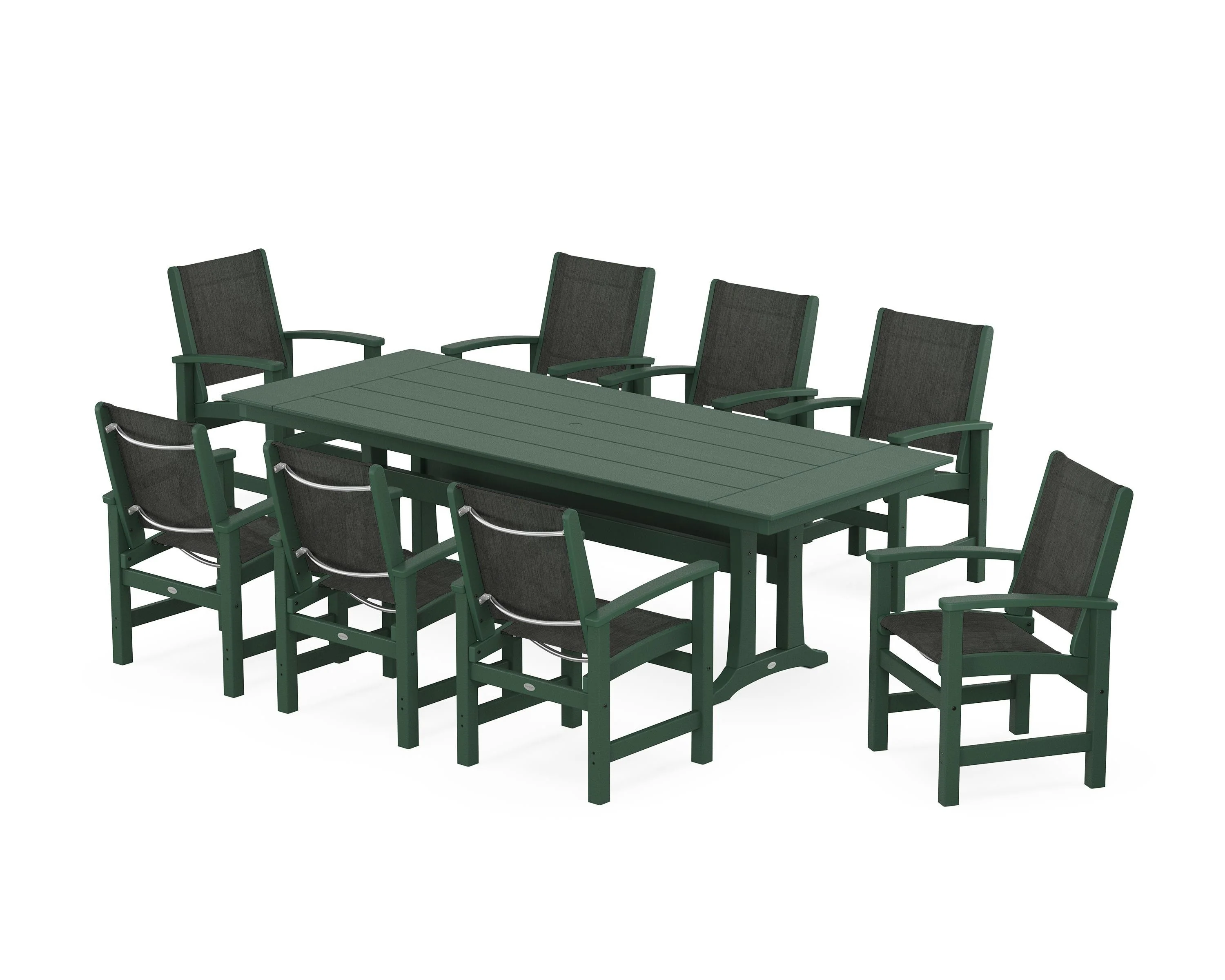Coastal 9-Piece Farmhouse Dining Set with Trestle Legs - Image 7