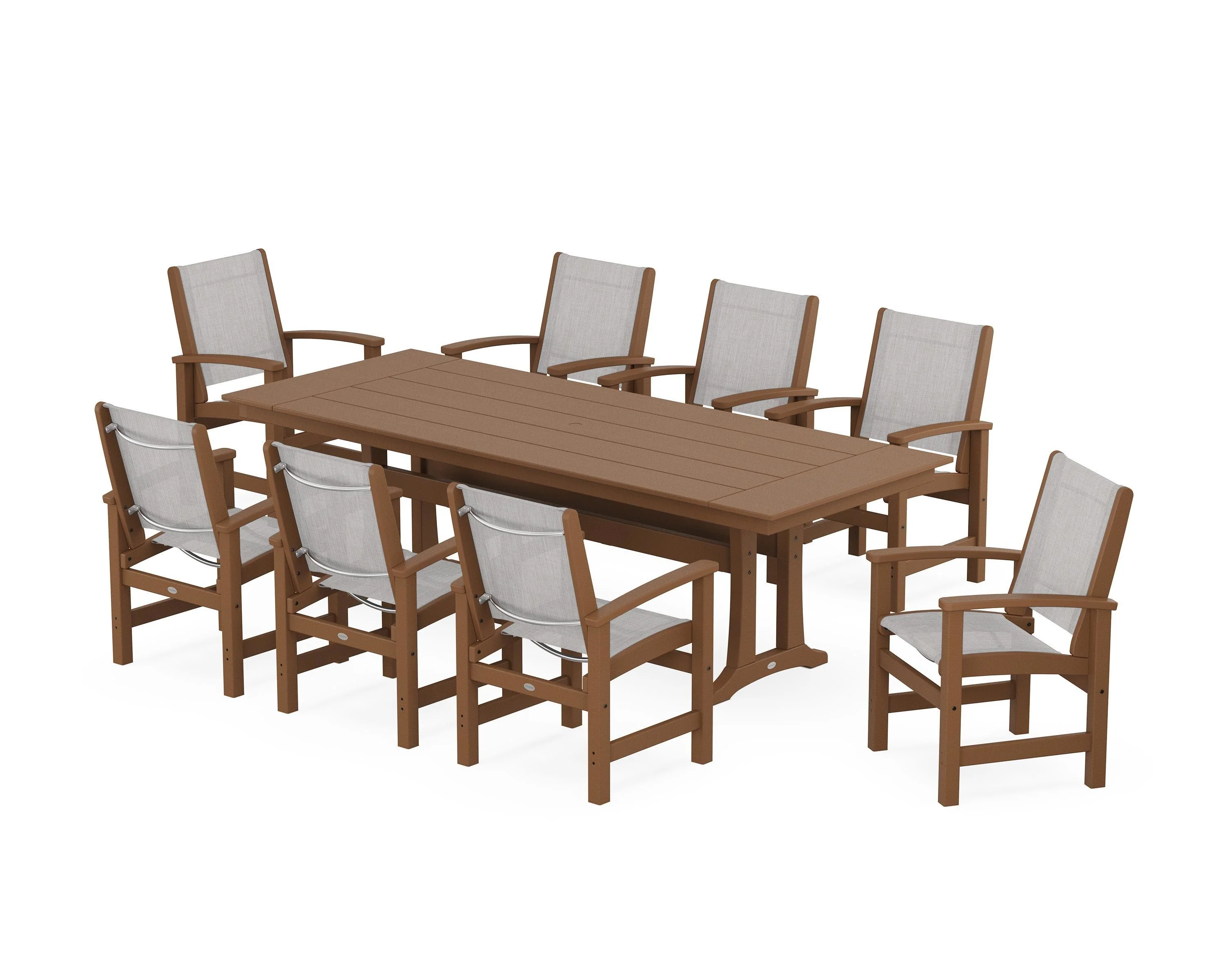 Coastal 9-Piece Farmhouse Dining Set with Trestle Legs - Image 70