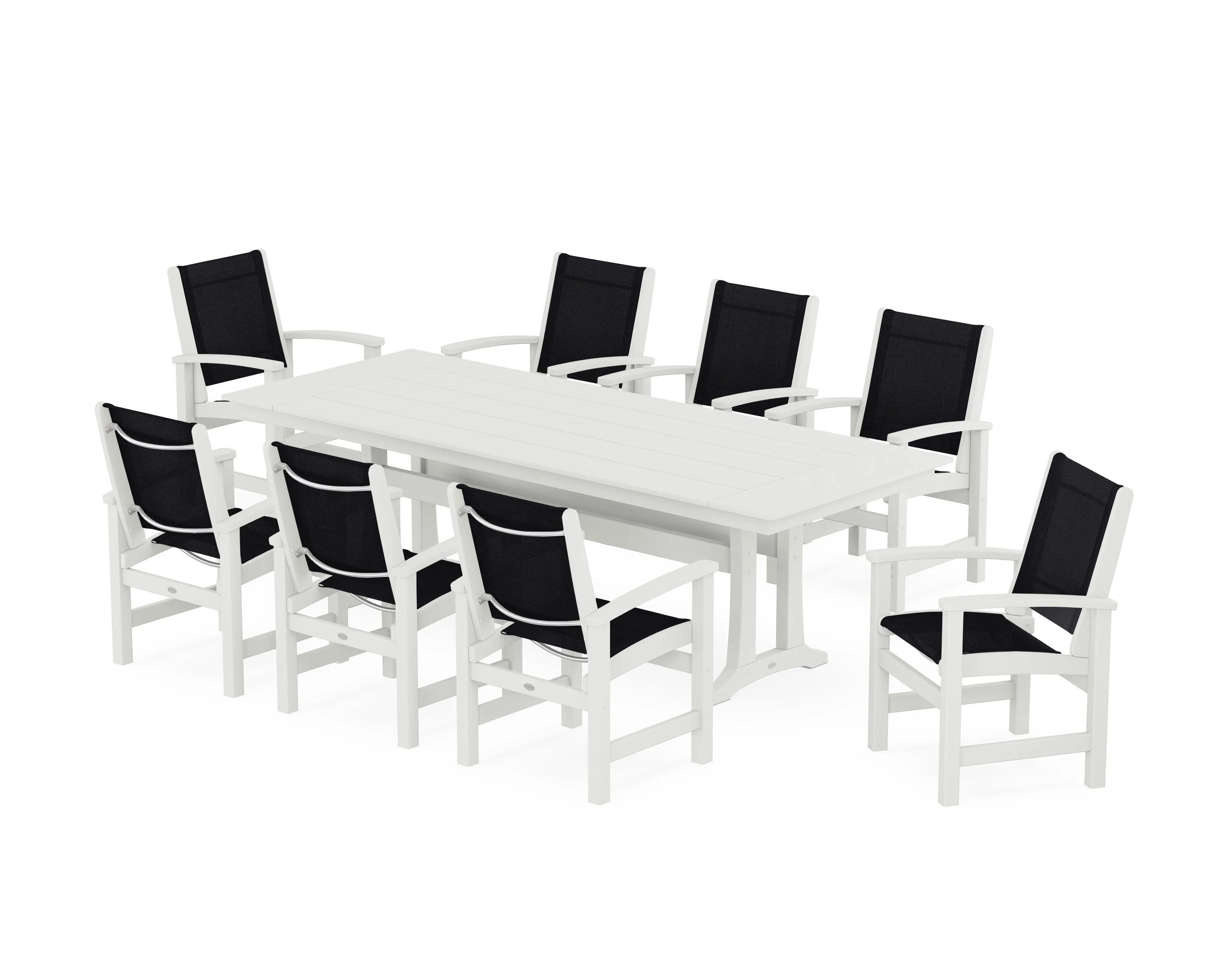 Coastal 9-Piece Farmhouse Dining Set with Trestle Legs - Image 71