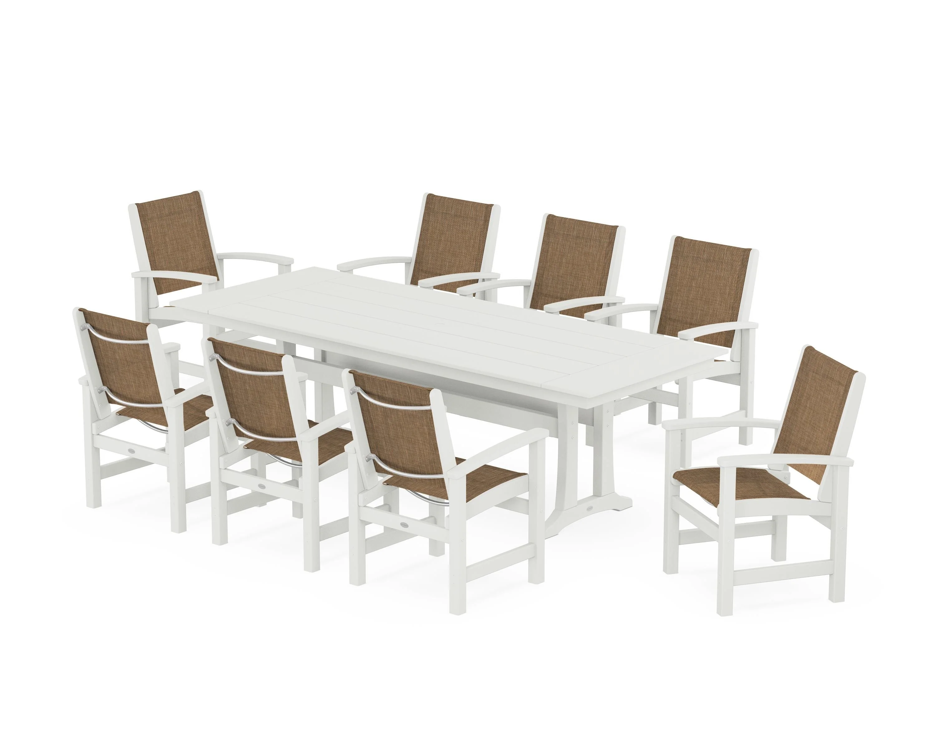 Coastal 9-Piece Farmhouse Dining Set with Trestle Legs - Image 74