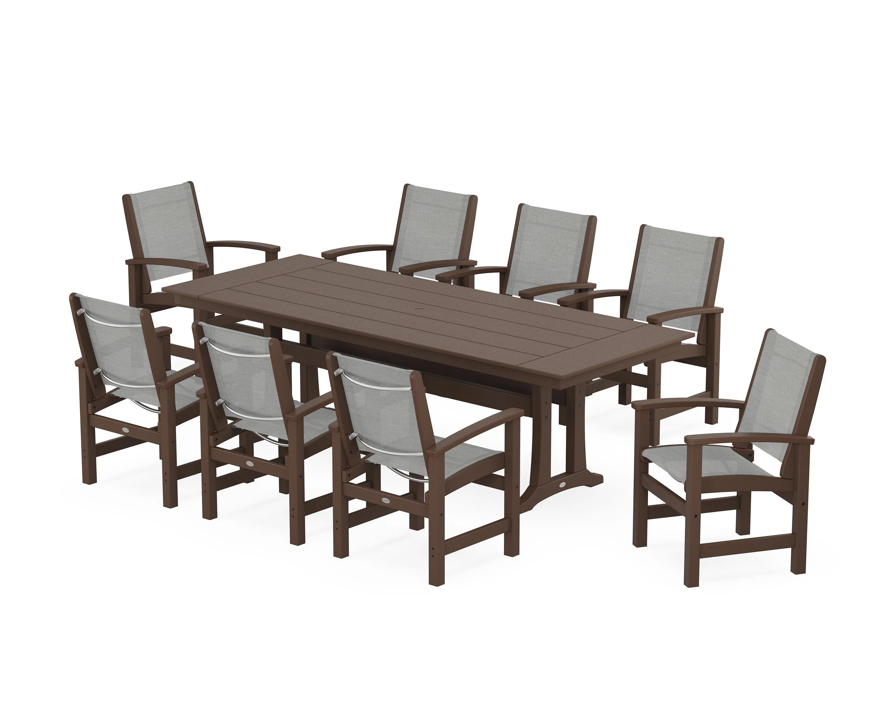 Coastal 9-Piece Farmhouse Dining Set with Trestle Legs - Image 8