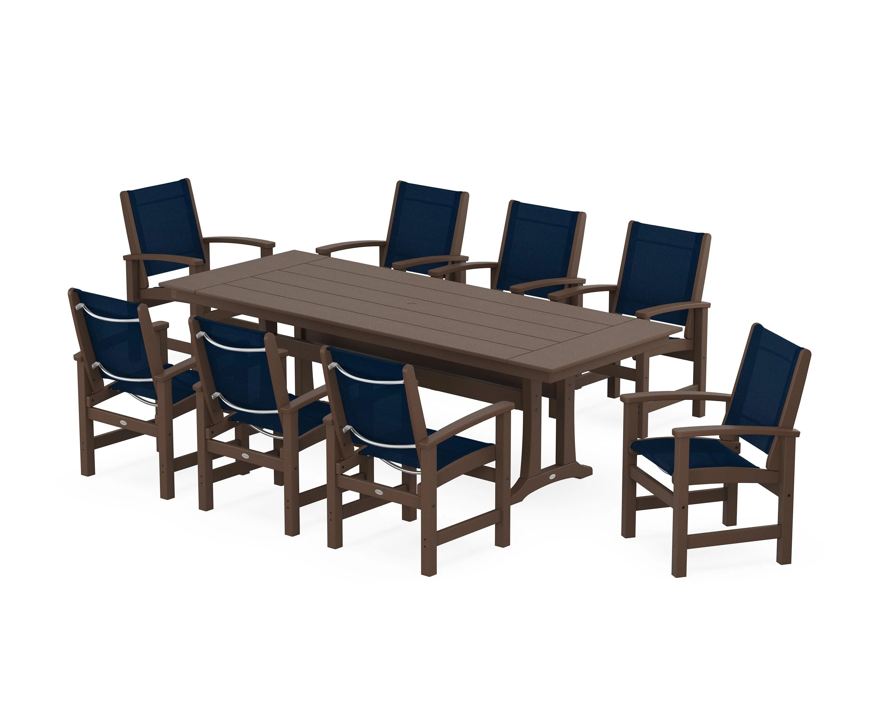 Coastal 9-Piece Farmhouse Dining Set with Trestle Legs - Image 80