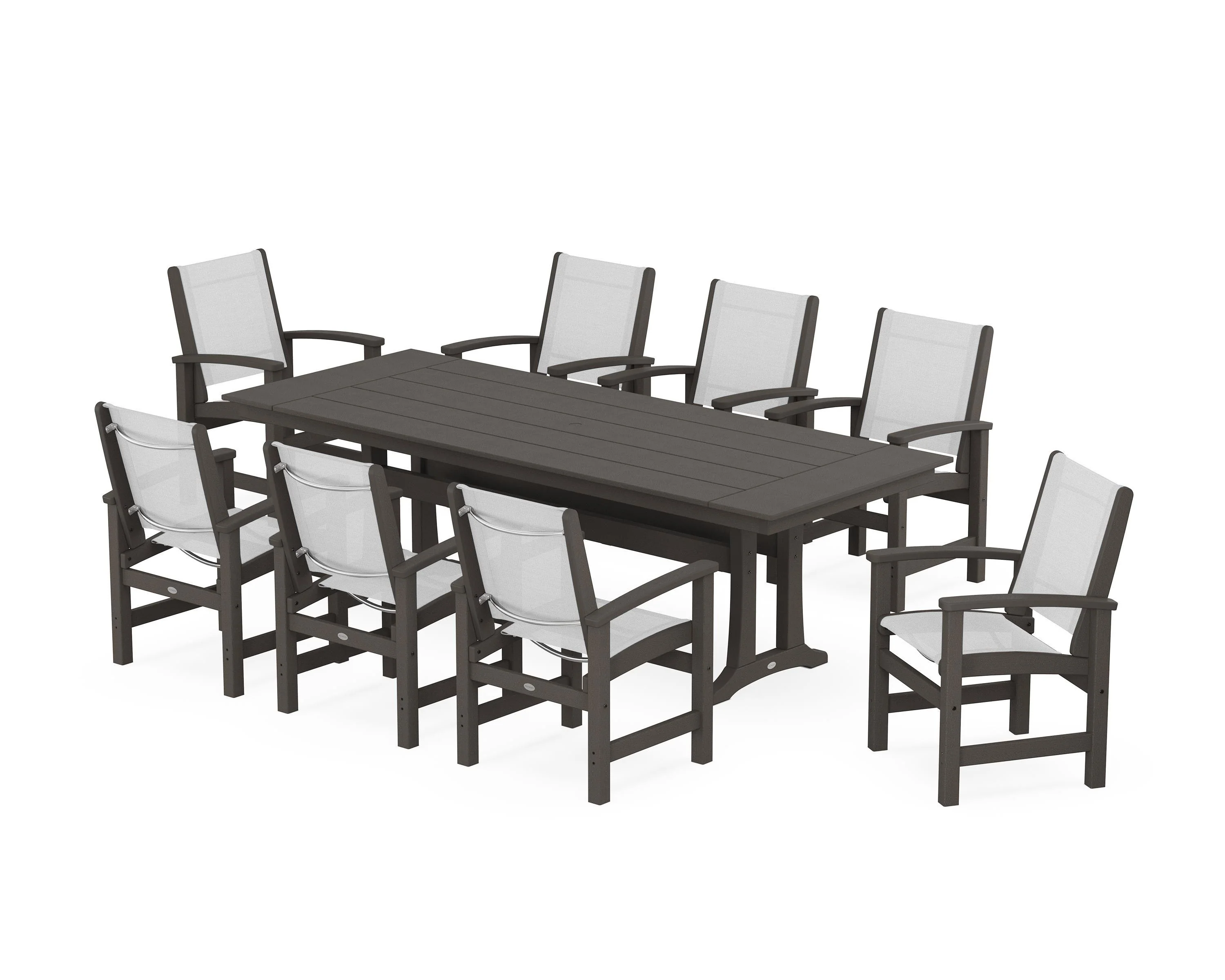 Coastal 9-Piece Farmhouse Dining Set with Trestle Legs - Image 83