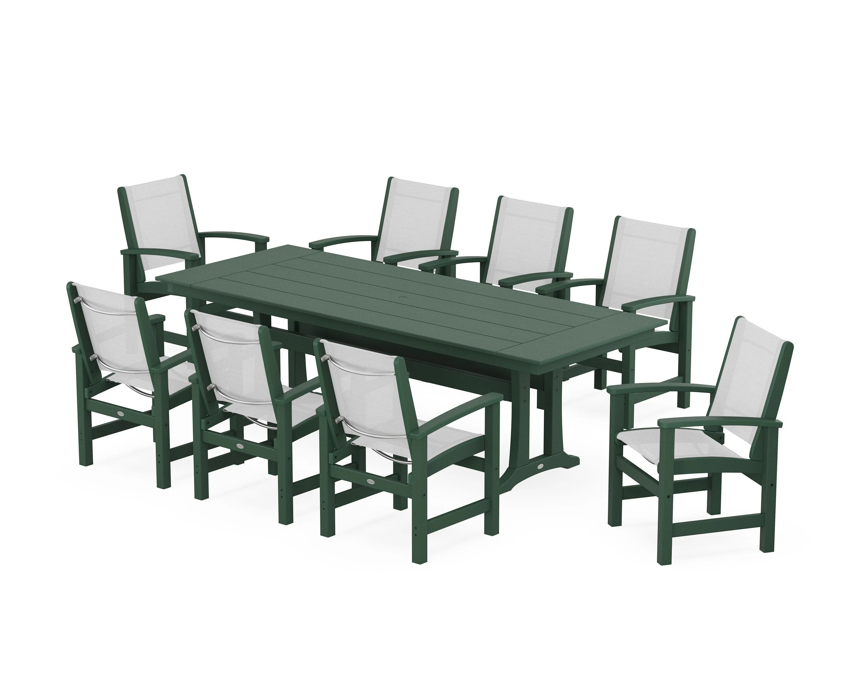 Coastal 9-Piece Farmhouse Dining Set with Trestle Legs - Image 88