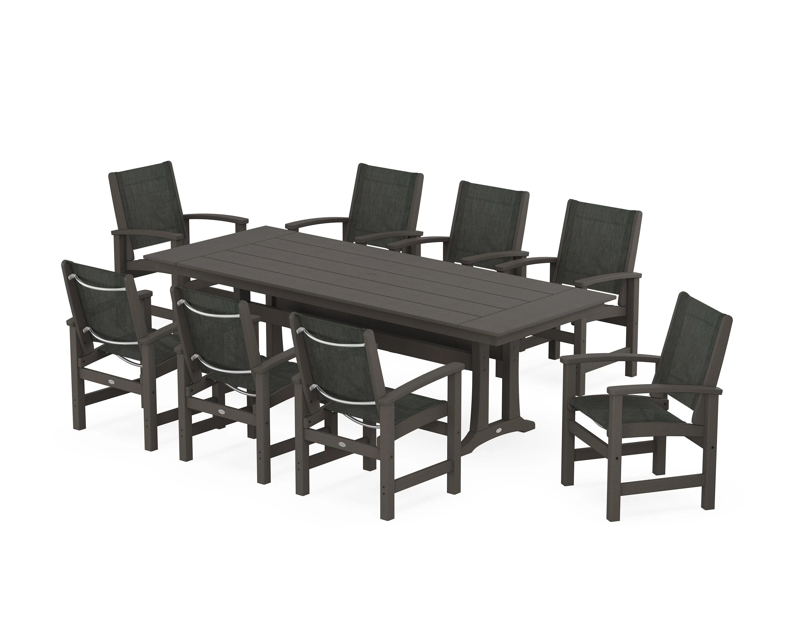 Coastal 9-Piece Farmhouse Dining Set with Trestle Legs - Image 89