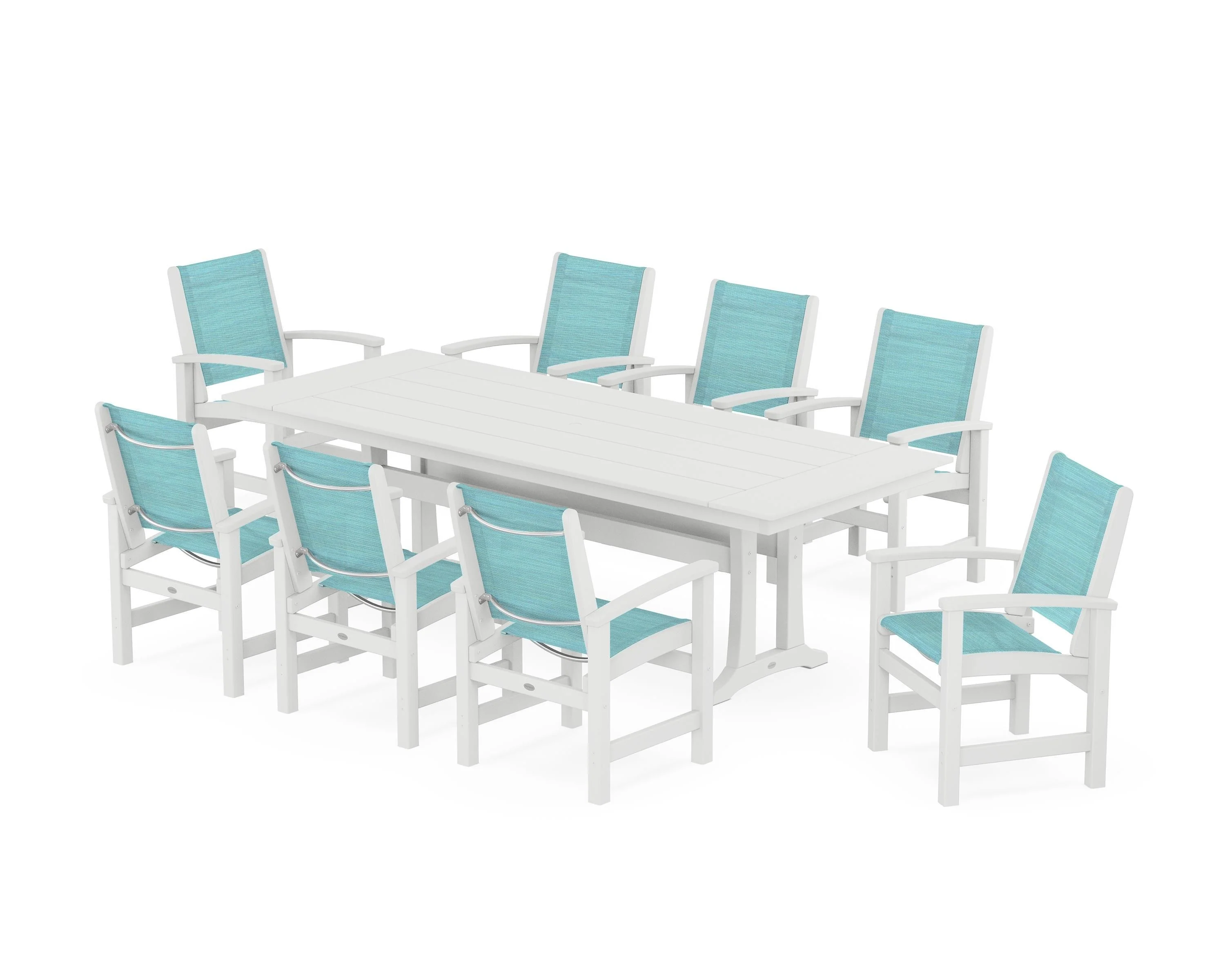 Coastal 9-Piece Farmhouse Dining Set with Trestle Legs - Image 9