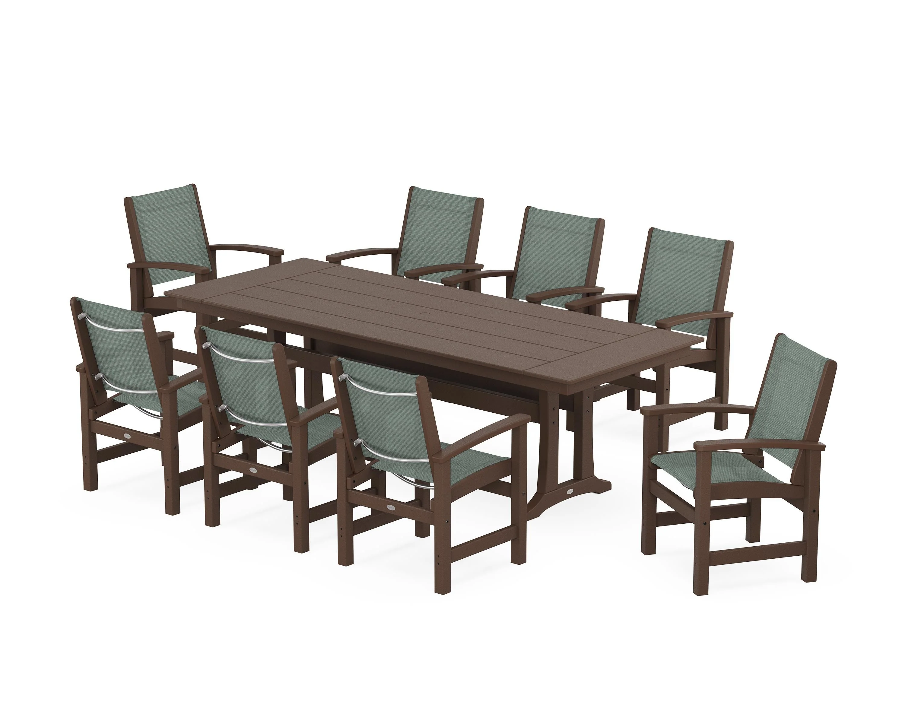 Coastal 9-Piece Farmhouse Dining Set with Trestle Legs - Image 95