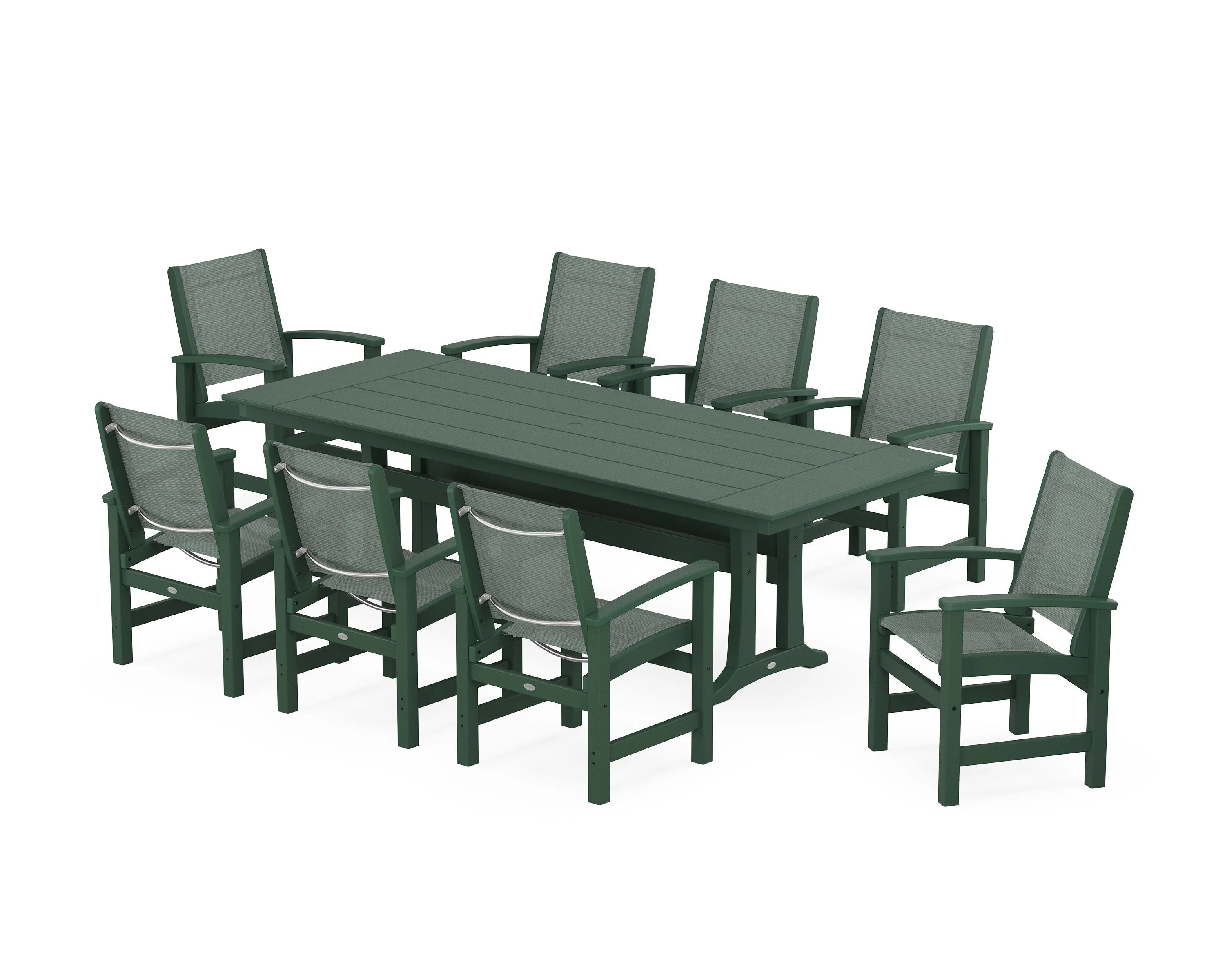 Coastal 9-Piece Farmhouse Dining Set with Trestle Legs - Image 96