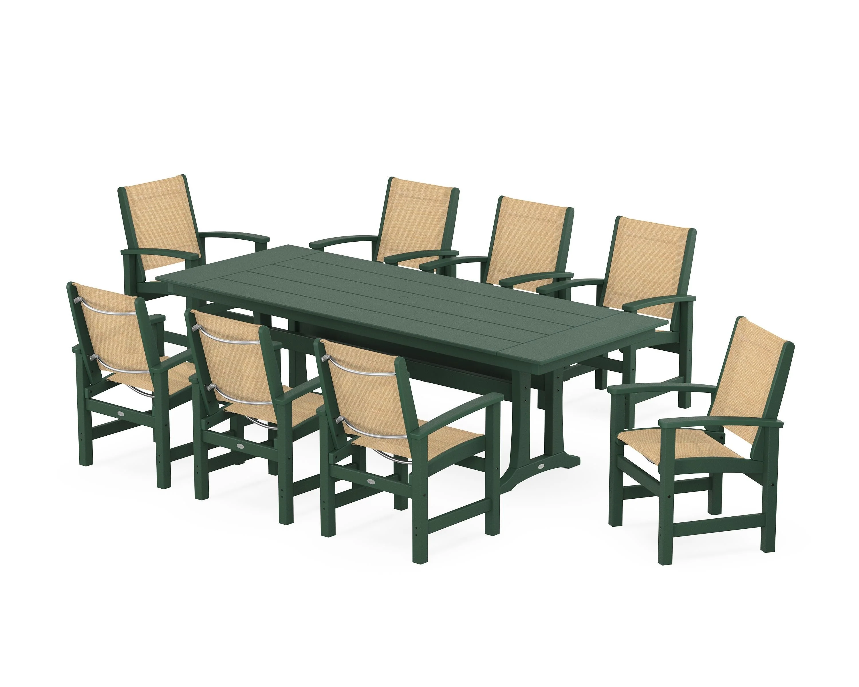 Coastal 9-Piece Farmhouse Dining Set with Trestle Legs - Image 97