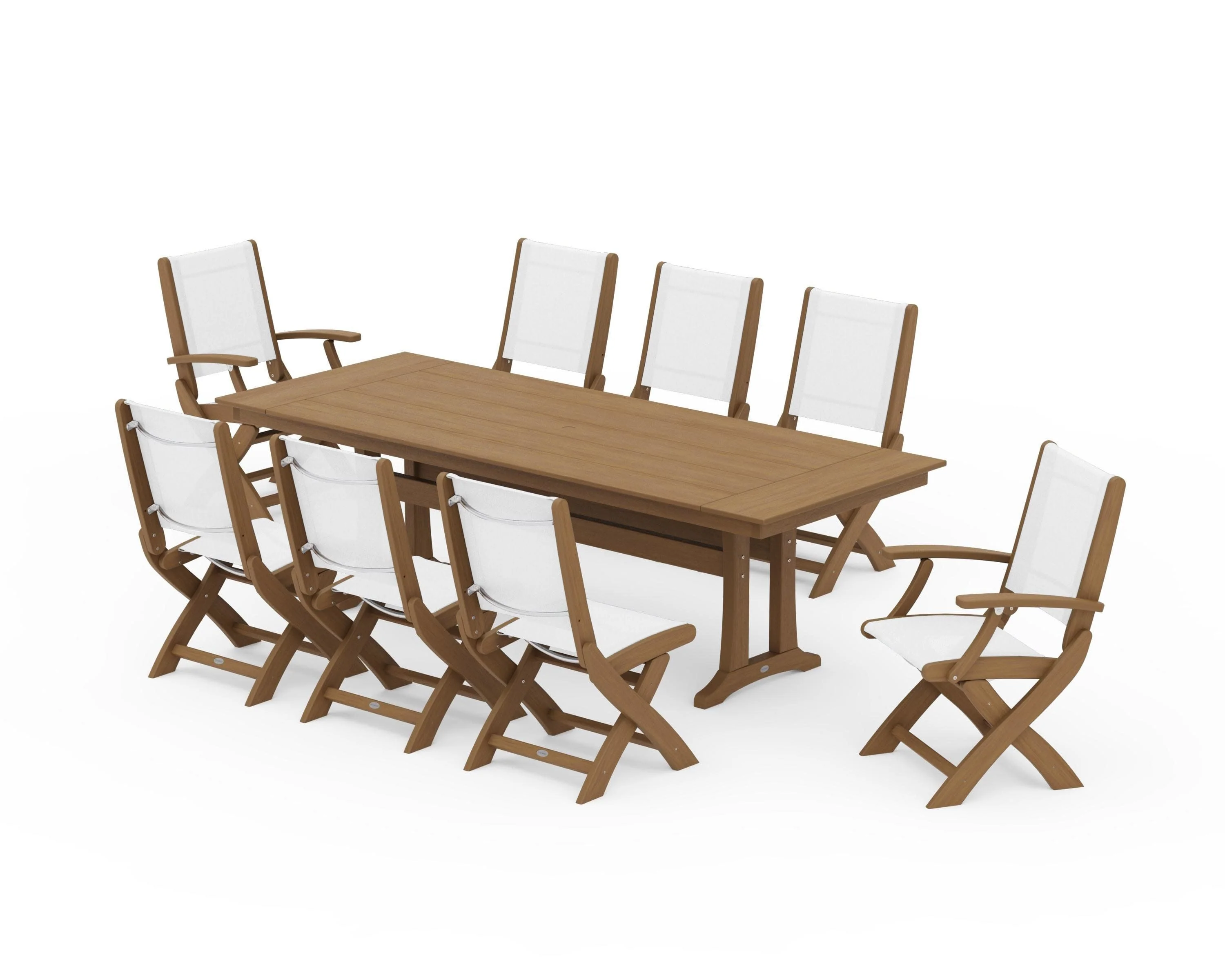 Coastal 9-Piece Folding Dining Chair Farmhouse Dining Set with Trestle Legs - Image 131