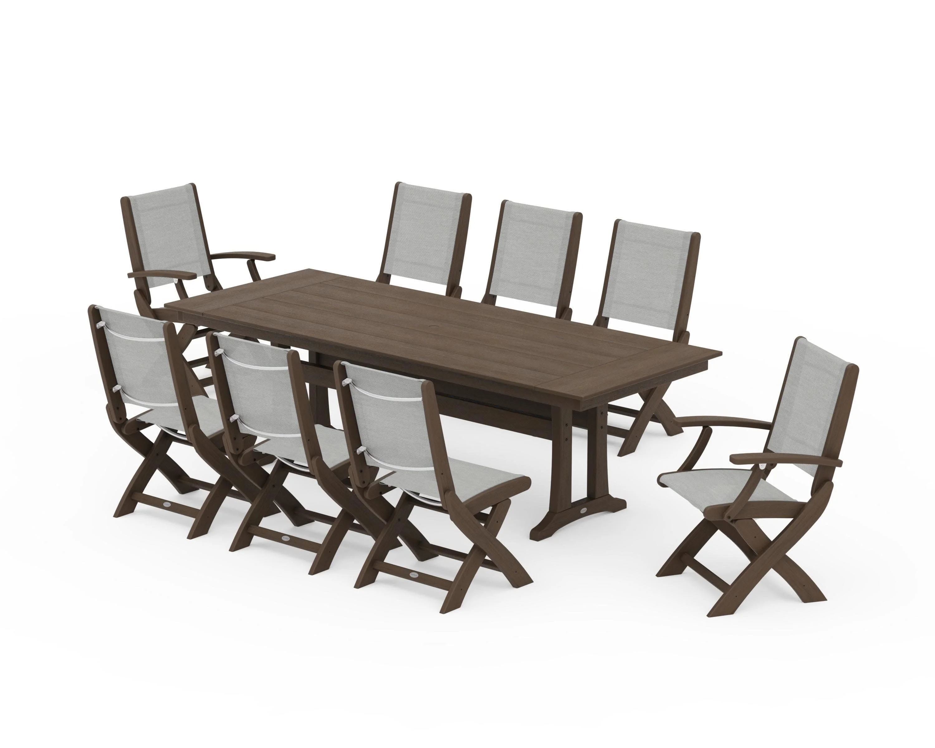 Coastal 9-Piece Folding Dining Chair Farmhouse Dining Set with Trestle Legs - Image 137